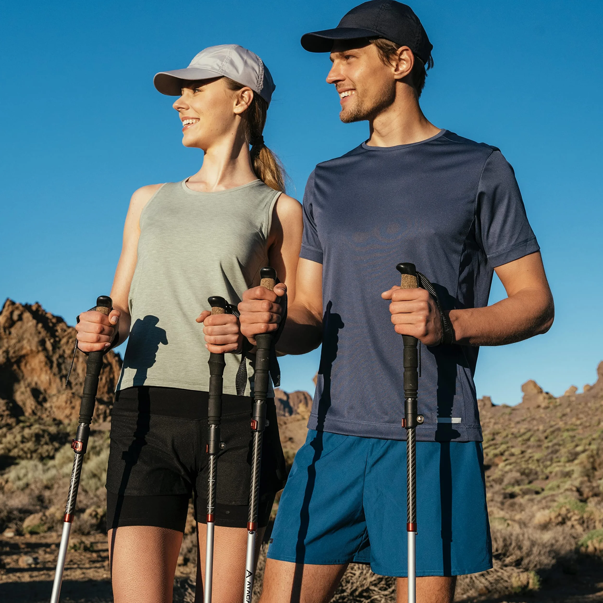 Atacama Bastoni da trekking telescopici in carbonio 3k e alluminio 7075 Nordic Walking con manico in sughero angolo regolabile