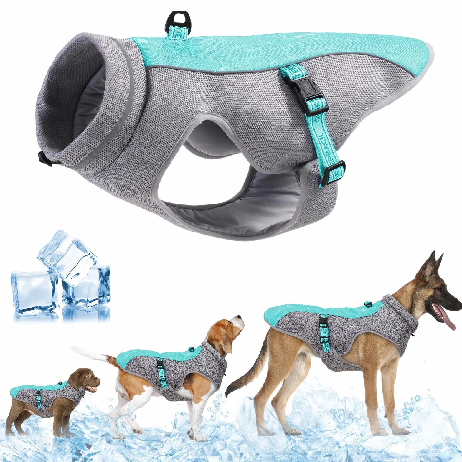 Gilet Rinfrescante per Cane Leggero - Pettorina Refrigerante UV per Spiaggia, Traspirante Cappotto Raffreddamento Estivi (Verde M)
