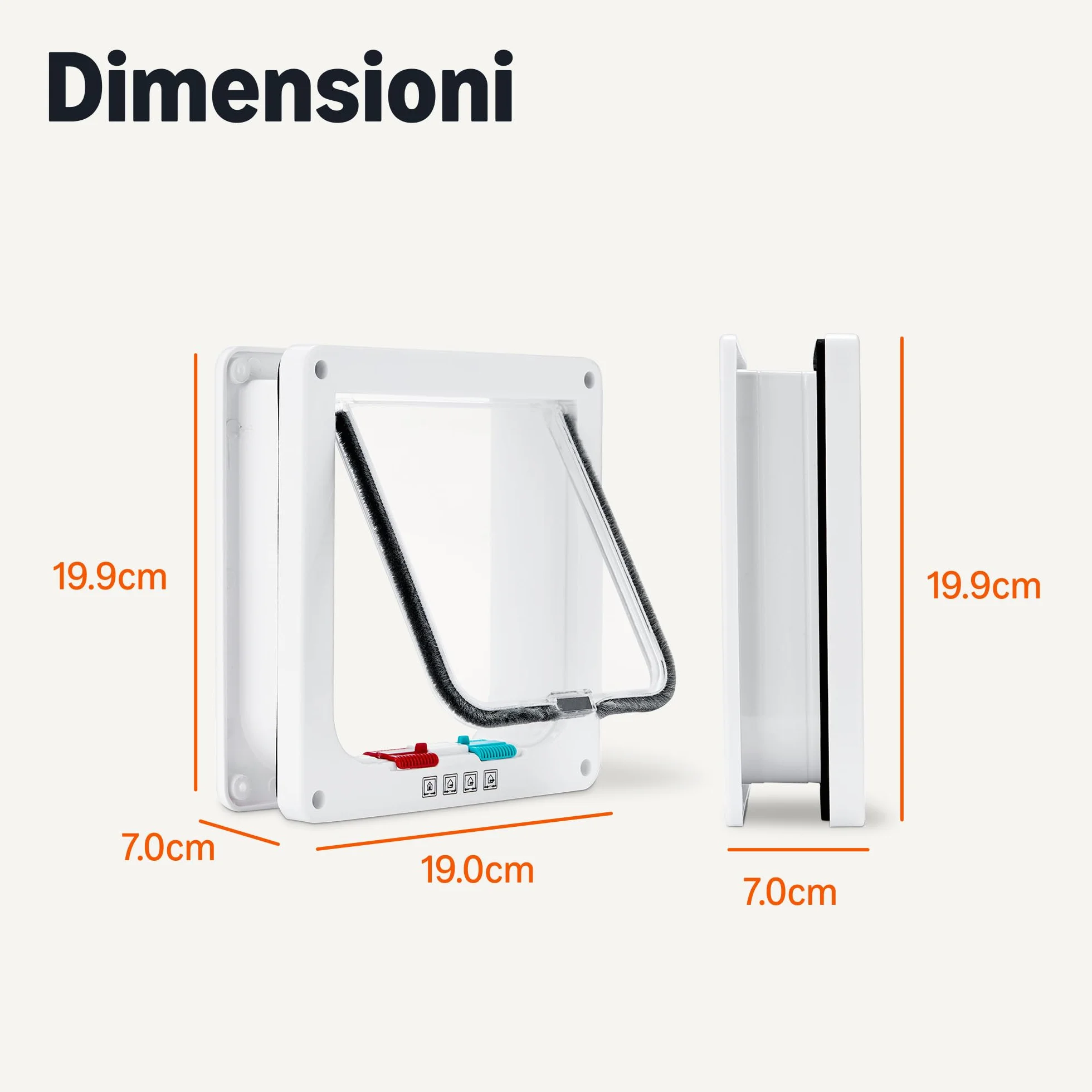 Amazon Basics Verstelbaar Kunststof Honden- en Kattenluik Met 4-wegslot, Klein, 19,1cm x 18,8cm x 5,7cm, Wit