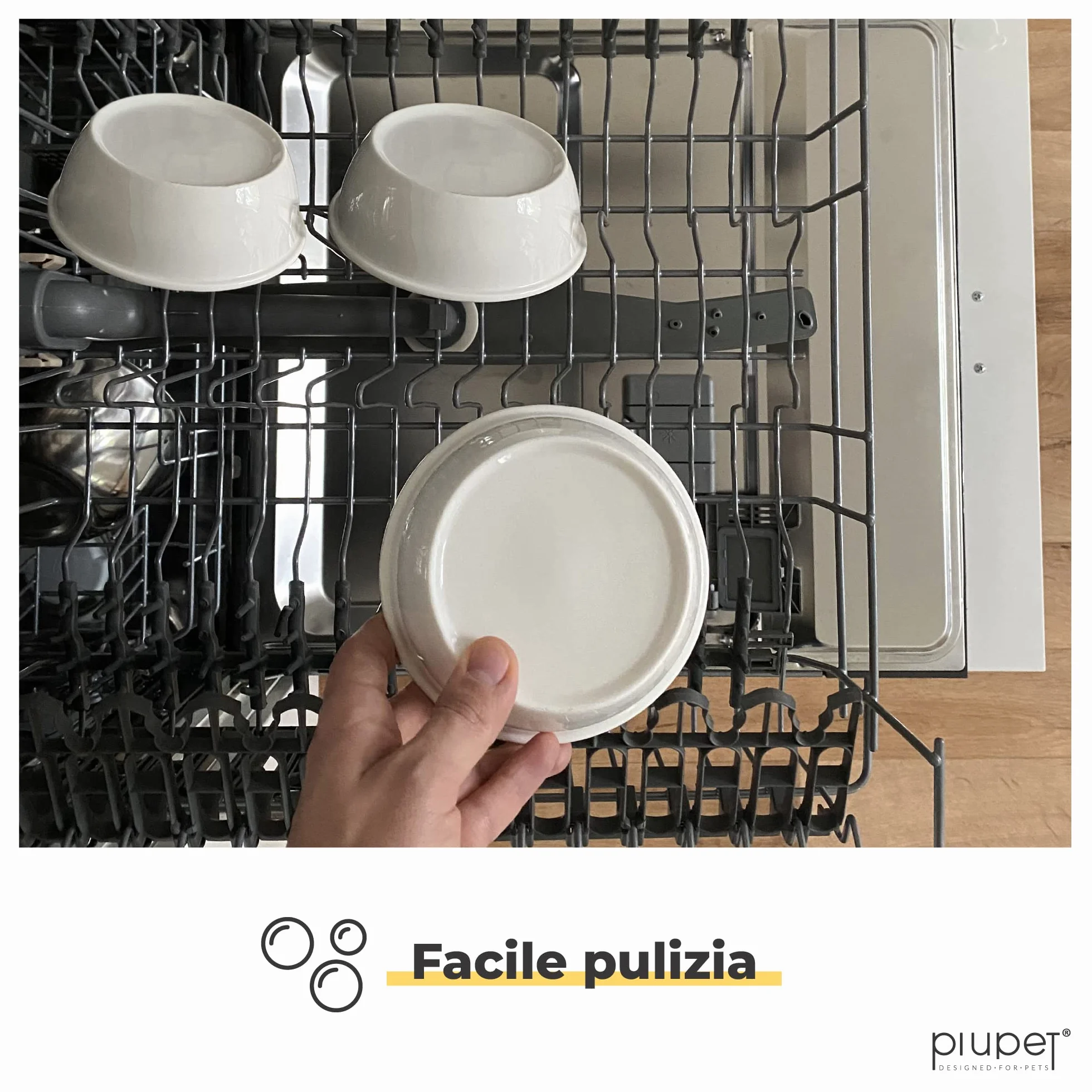 PiuPet® 3er Ciotola per Gatti I 250ml I Lavabile in lavastoviglie I Ciotole per Gatti Rialzate I Ciotole Ceramica I Ciotola per Cani Piccoli I Cestello con 3 ciotole
