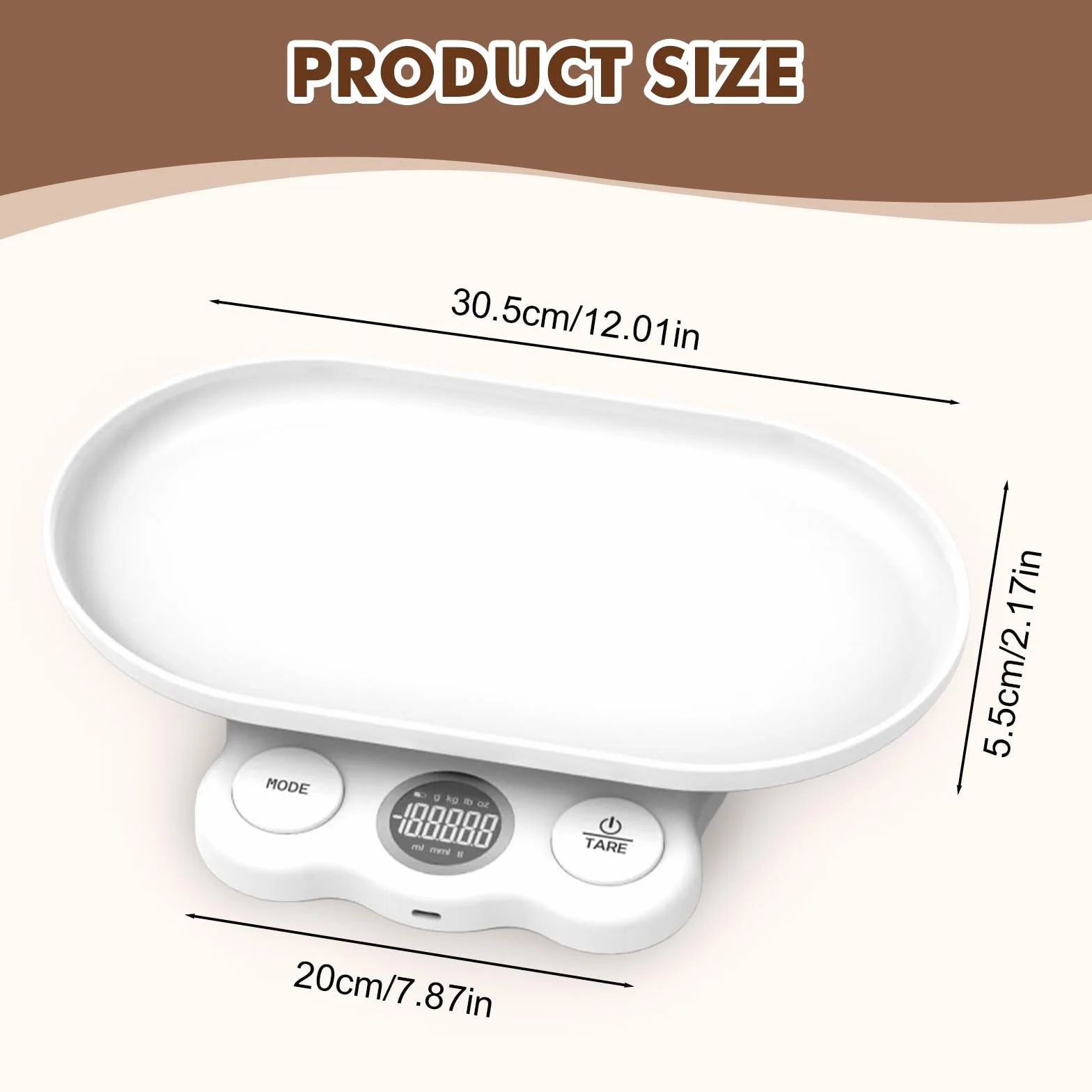 Bilancia per animali di piccola taglia, 15 kg, bilancia digitale per animali domestici, precisa su 1 g, LCD digitale con 7 modalità di pesatura (g/kg/oz/lb/ml/mml/tl), bilancia digitale per bambini