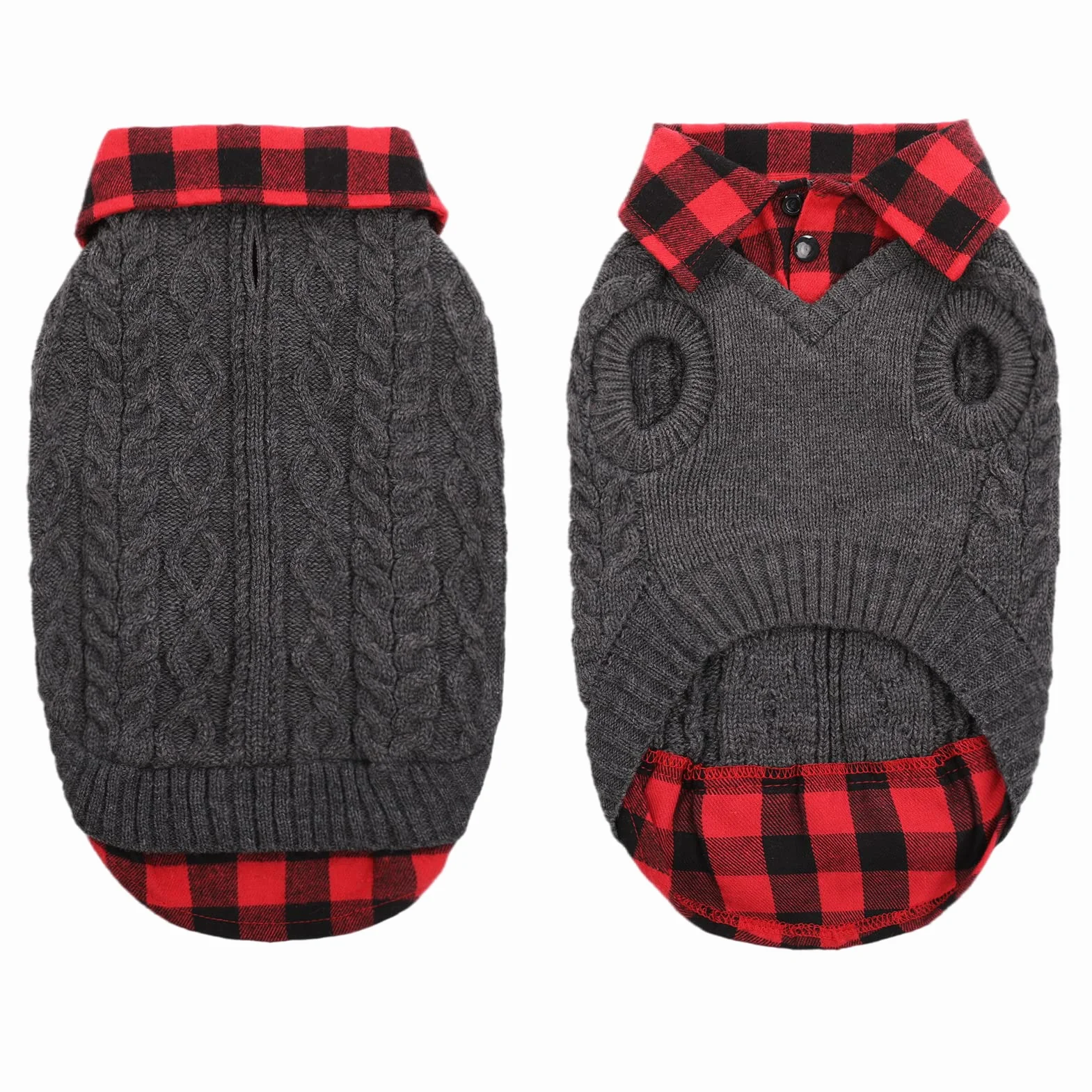 CITÉTOILE Caldo Maglione Invernale per Cani, Maglione a Collo Alto con Pannello a Quadri, Cappotto Vestiti per Animali Domestici per Cane Taglia Piccola/Media/Grande, Nero, M