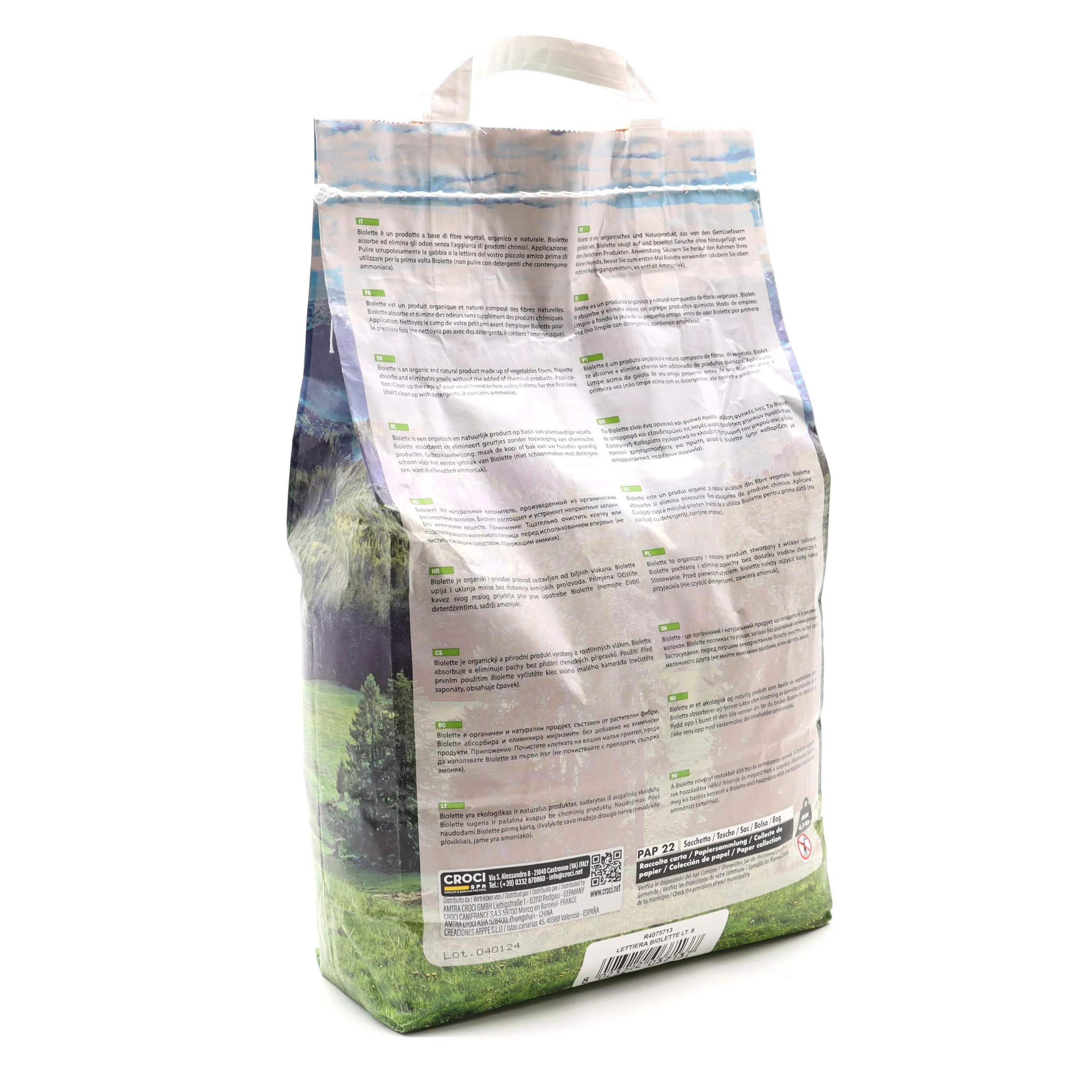 Croci Biolette - Lettiera ecologica 8 litri, lettiera pellet, naturale e biologica, per conigli roditori uccelli e piccoli mammiferi, antiodore