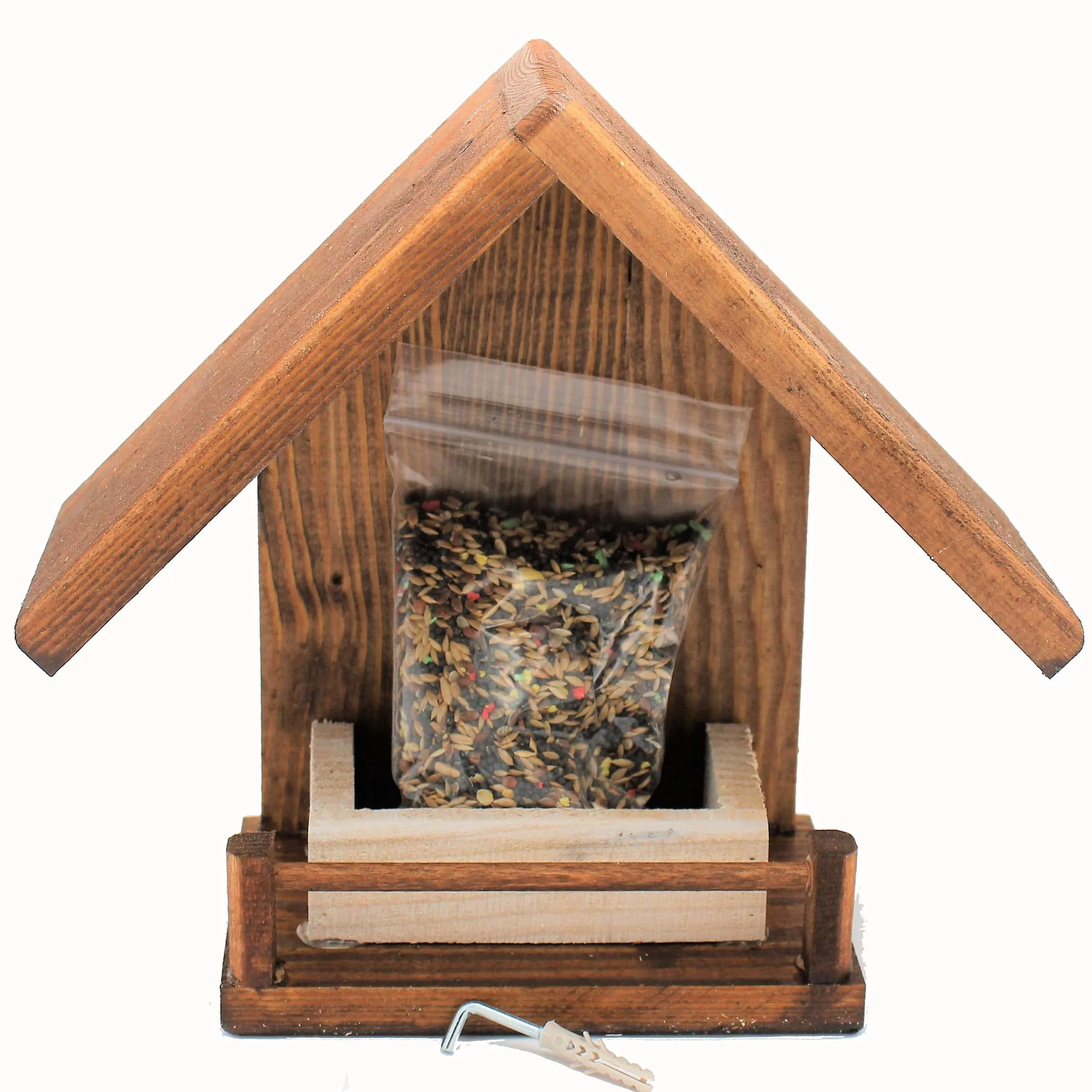 Mangiatoia per Uccelli in Legno Naturale da Giardino Balcone Terrazzo Resistente Anti-Umidità Casetta Decorativa con Semi