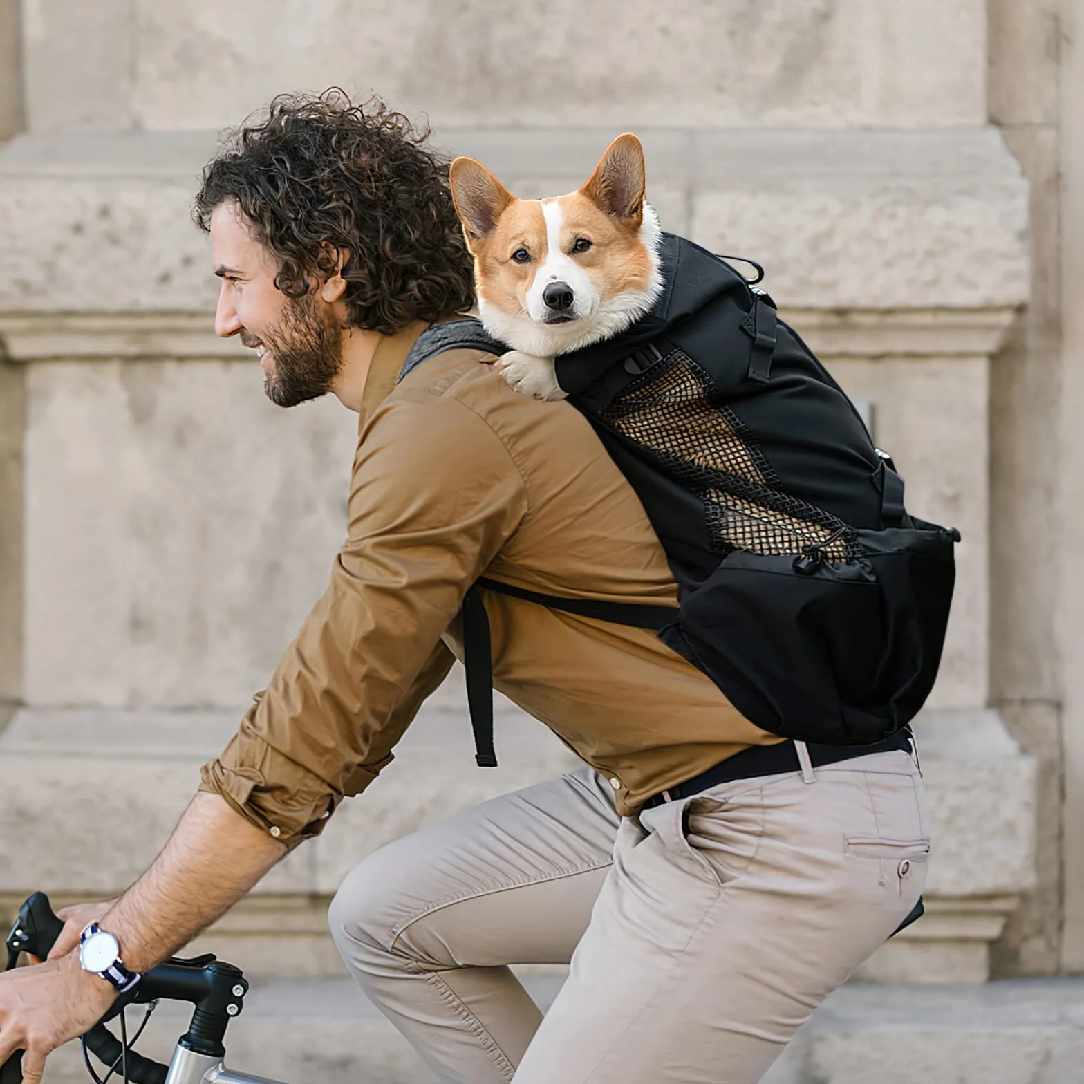 Galatée Zaino Per Cani Regolabile Portatile Ventilato XL Nero