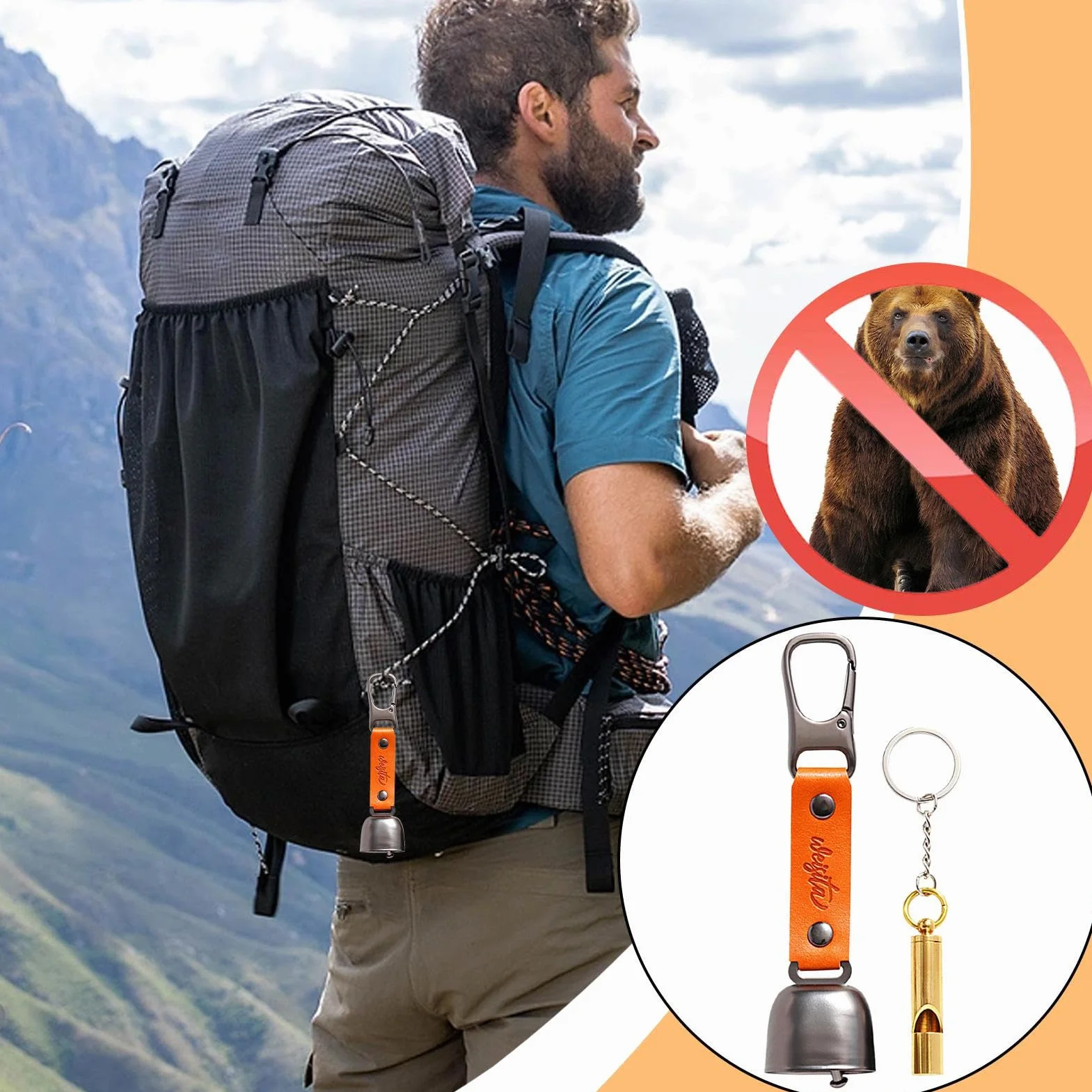 Bärenglocke Kuhglocke aus Eisen mit magnetischem Schalldämpfer Vintage für Camping Wandern Outdoor