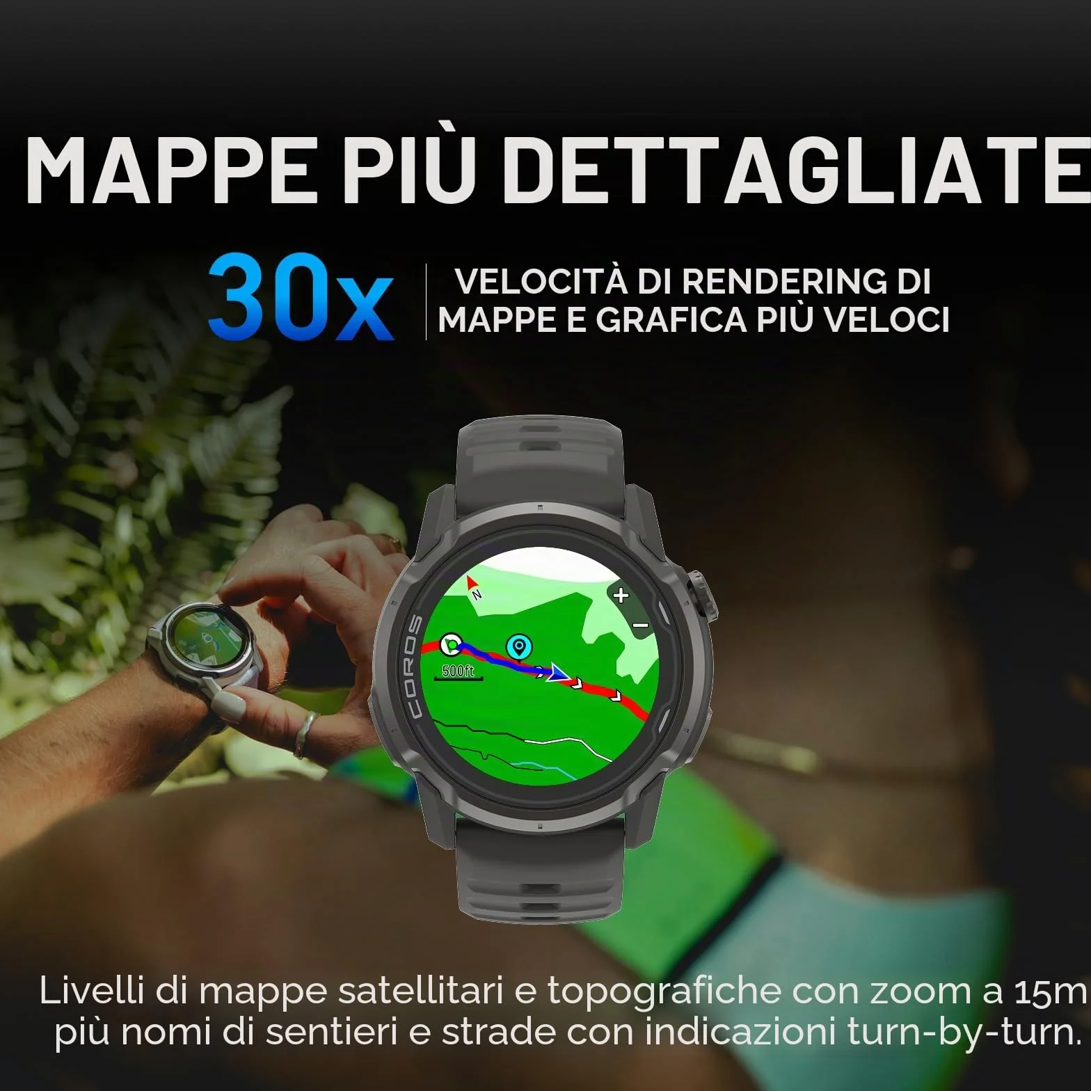 COROS APEX 4 (42 mm) Orologio GPS, 1,2" touchscreen MIP, mappe globali con navigazione turn-by-turn, durata della batteria di 34 giorni, microfono per registrare note vocali (Nero, 42mm)