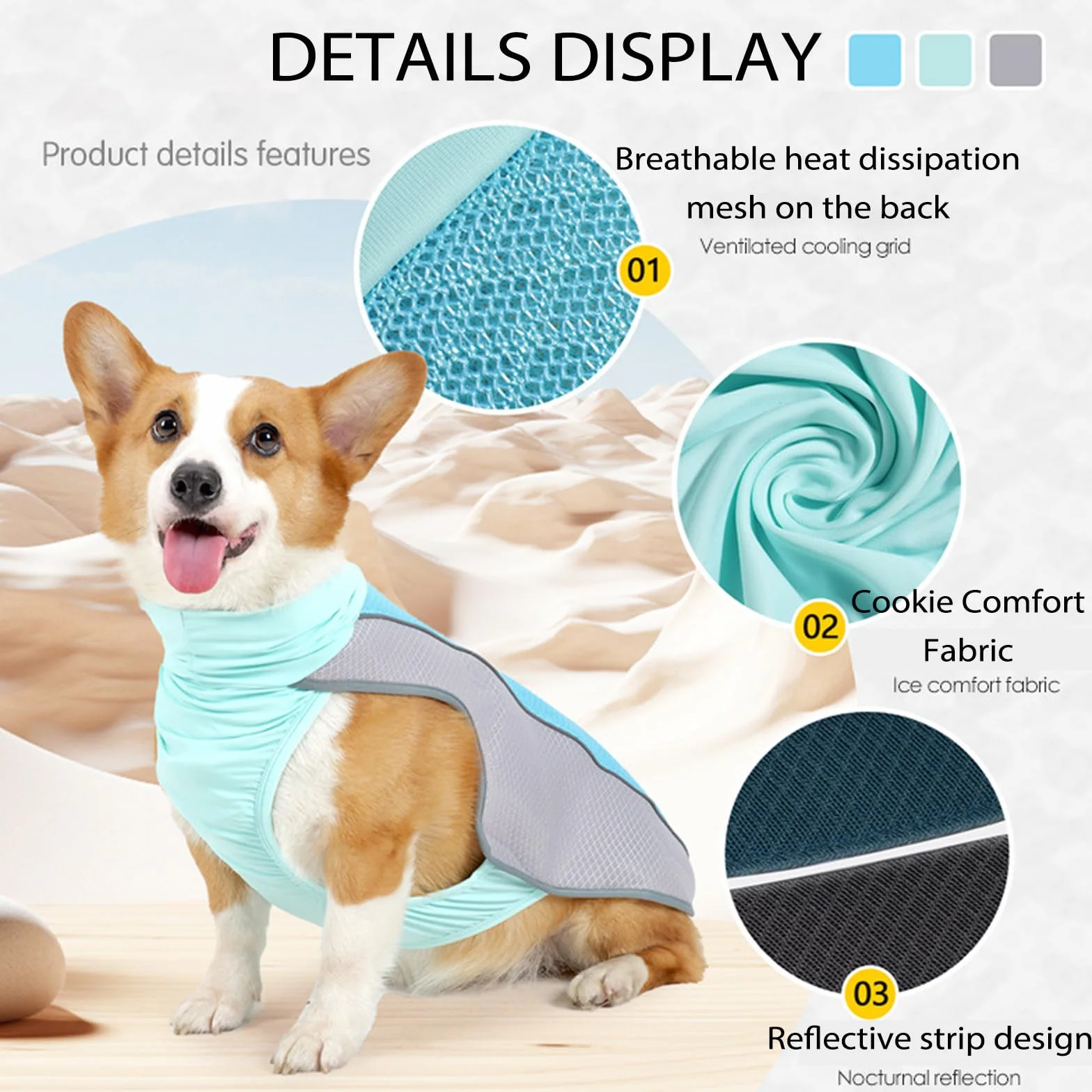 Gilet Rinfrescante per Cani, Giacca di Raffreddamento Traspirante, Protezione Solare UV Cappotto Rinfrescante Cane Attività Esterne (M)