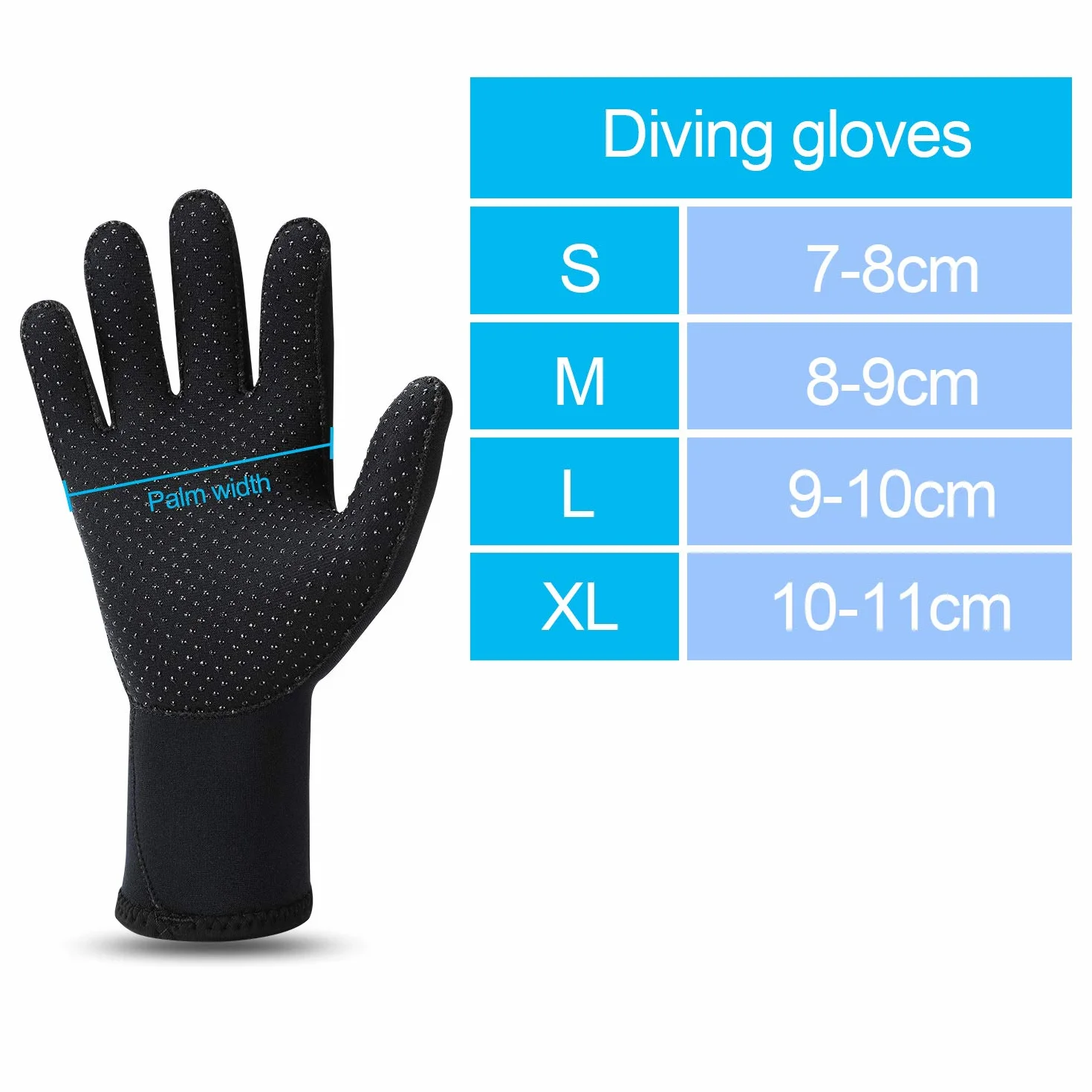 QKURT Guanti in Neoprene da 3 mm - Guanti da Sub Caldi Guanti da Sub, Guanti da Sub per Adulti Cinque Dita Utilizzo per Immersioni, Surf, Kayak, Snorkeling, Vela, Canottaggio