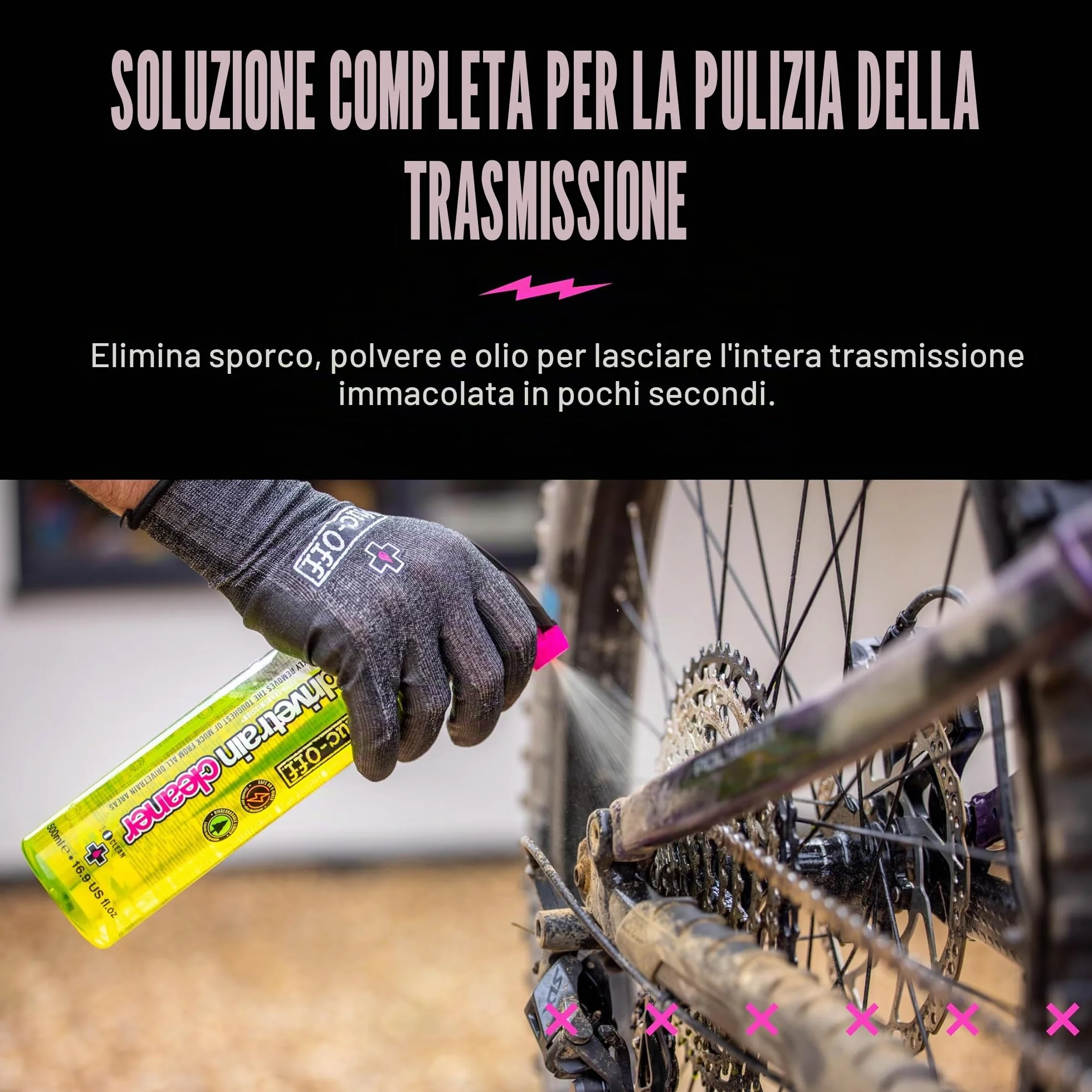 Muc-Off Bio Drivetrain Cleaner, 500 ml - Spray Pulisci Catena Bici e Sgrassatore Catena Bici - Efficace e Biodegradabile - Per la Pulizia Catena Bici di Ogni Tipo