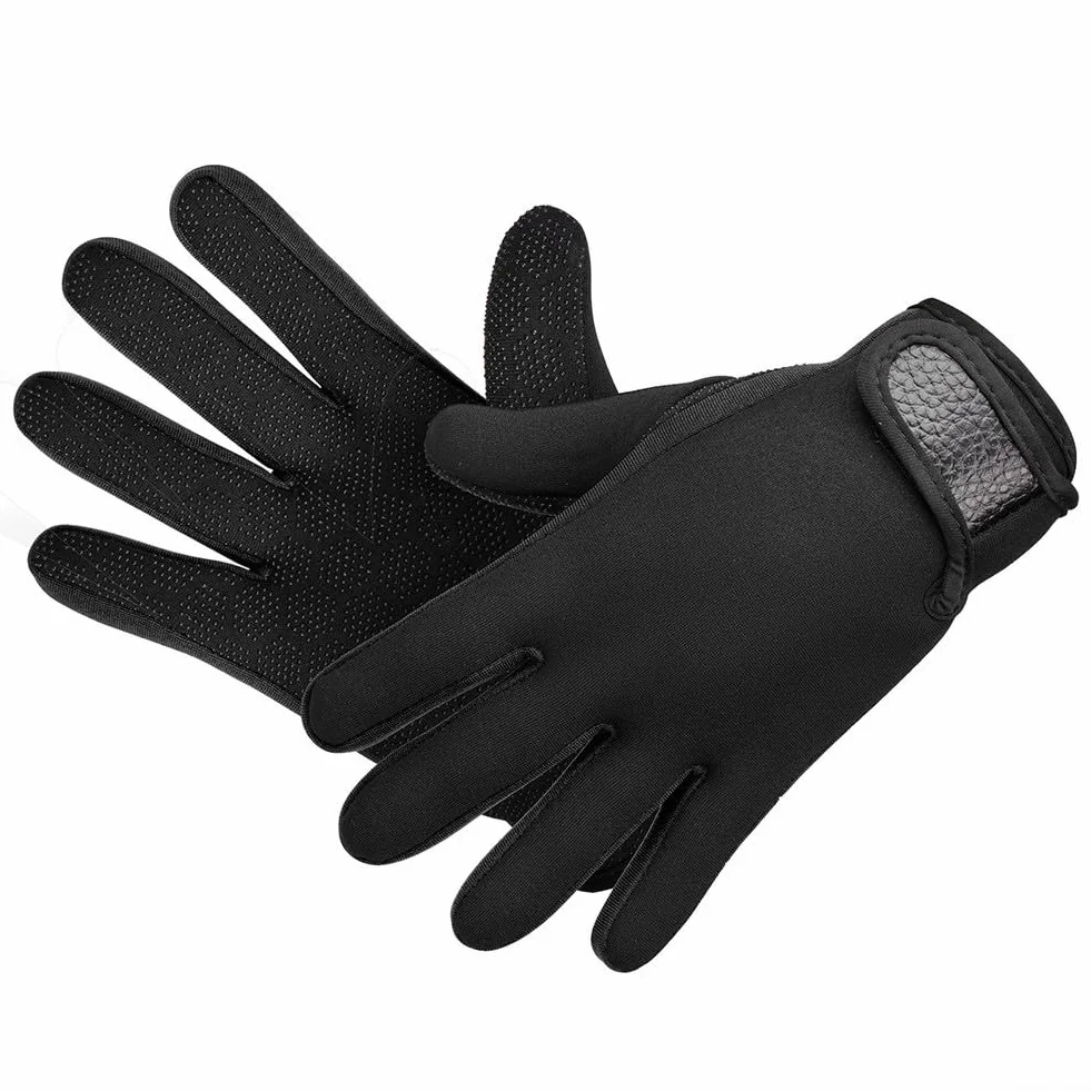 Guanti da immersione in neoprene da 5 mm con materiale caldo, resistente ai graffi e cinturino elastico da polso per una vestibilità sicura in immersioni subacquee, pesca e sport acquatici