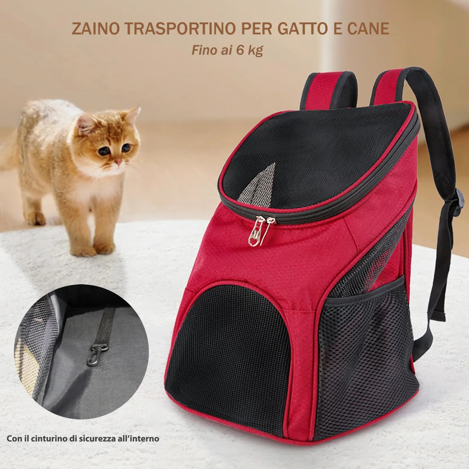 Zaino Trasportino Gatto Borsa Trasporto Cane Pieghevole per Cani con Cinturino di Sicurezza Interno Borsa Portatile Porta Animali Traspirante Cuccioli Gatti KM16 (Blu)