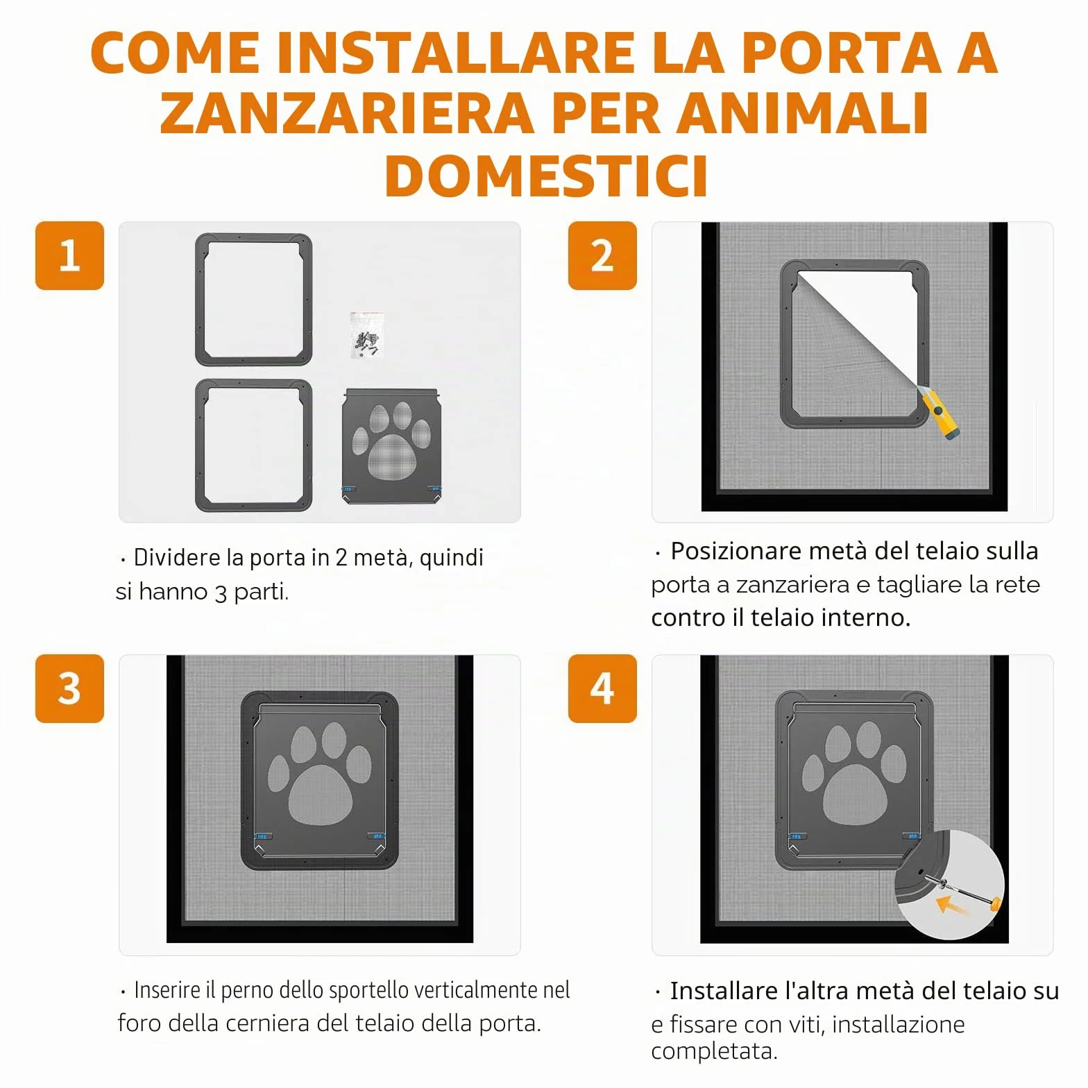Porta Zanzariera per Cane 31x36 cm Chiusura Magnetica Bloccabile Nero