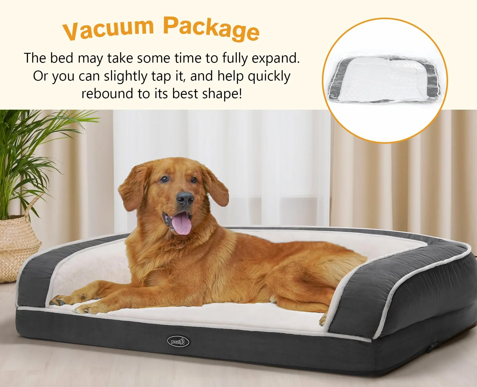 Pecute Divano Letto per Animali Domestici, Divanetto Relax per Cani, Cuccia Cane Gatto, Cuscino Cane di Un Intero Memory Foam a Forma di Uovo (XL 101 * 66 * 20 CM)