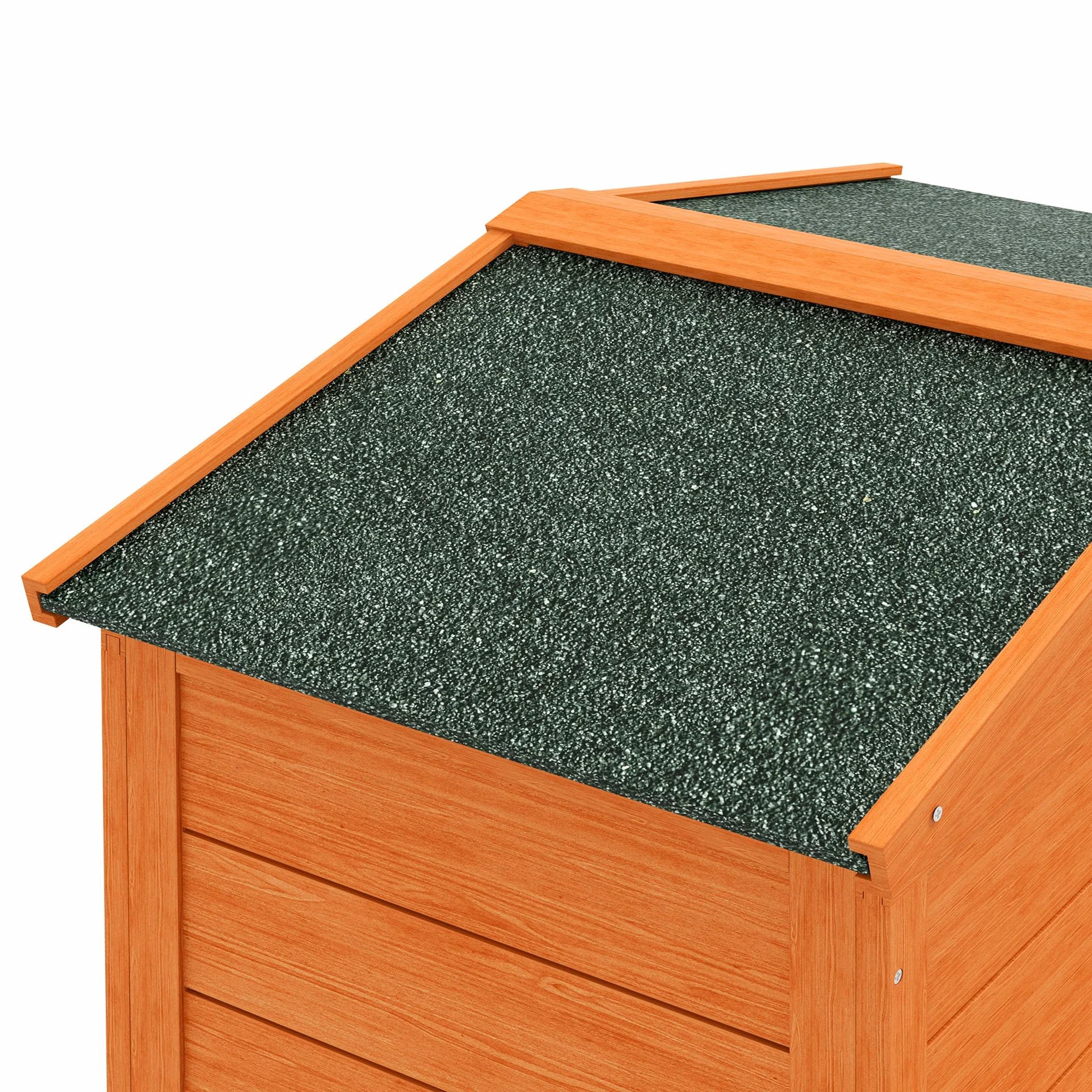 PawHut Conigliera a 2 Piani da Esterno, Gabbia per Animali Domestici in Legno di Abete e Filo di Metallo, 150x45x85 cm, Arancione