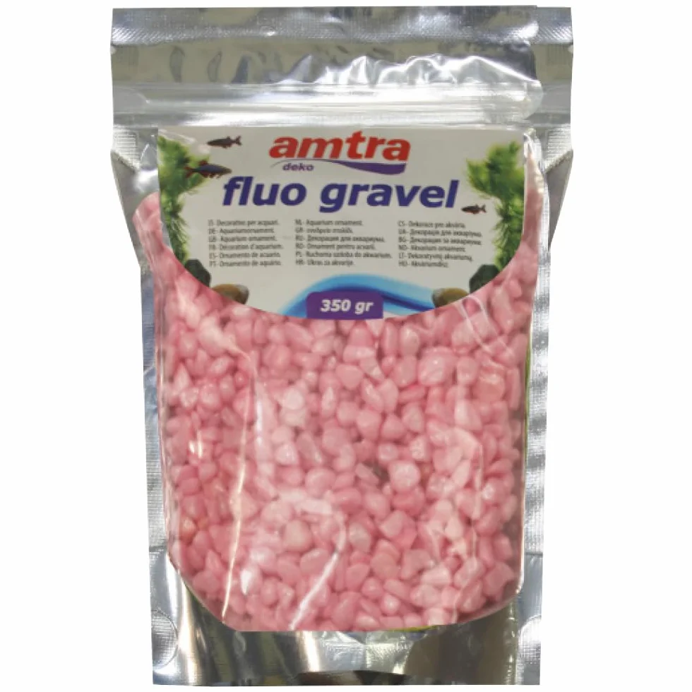 Amtra Fluo Gravel Decorativo per acquario, ghiaia ceramizzata, Rosa, 350 G