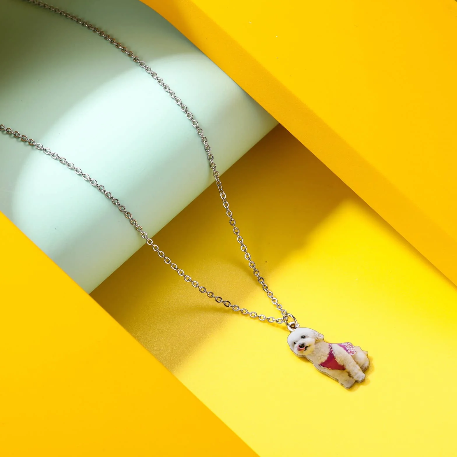 INBLUE Collana Personalizzata con Foto per Cani e Gatti Ciondolo a Forma di Cuore Regalo Commemorativo