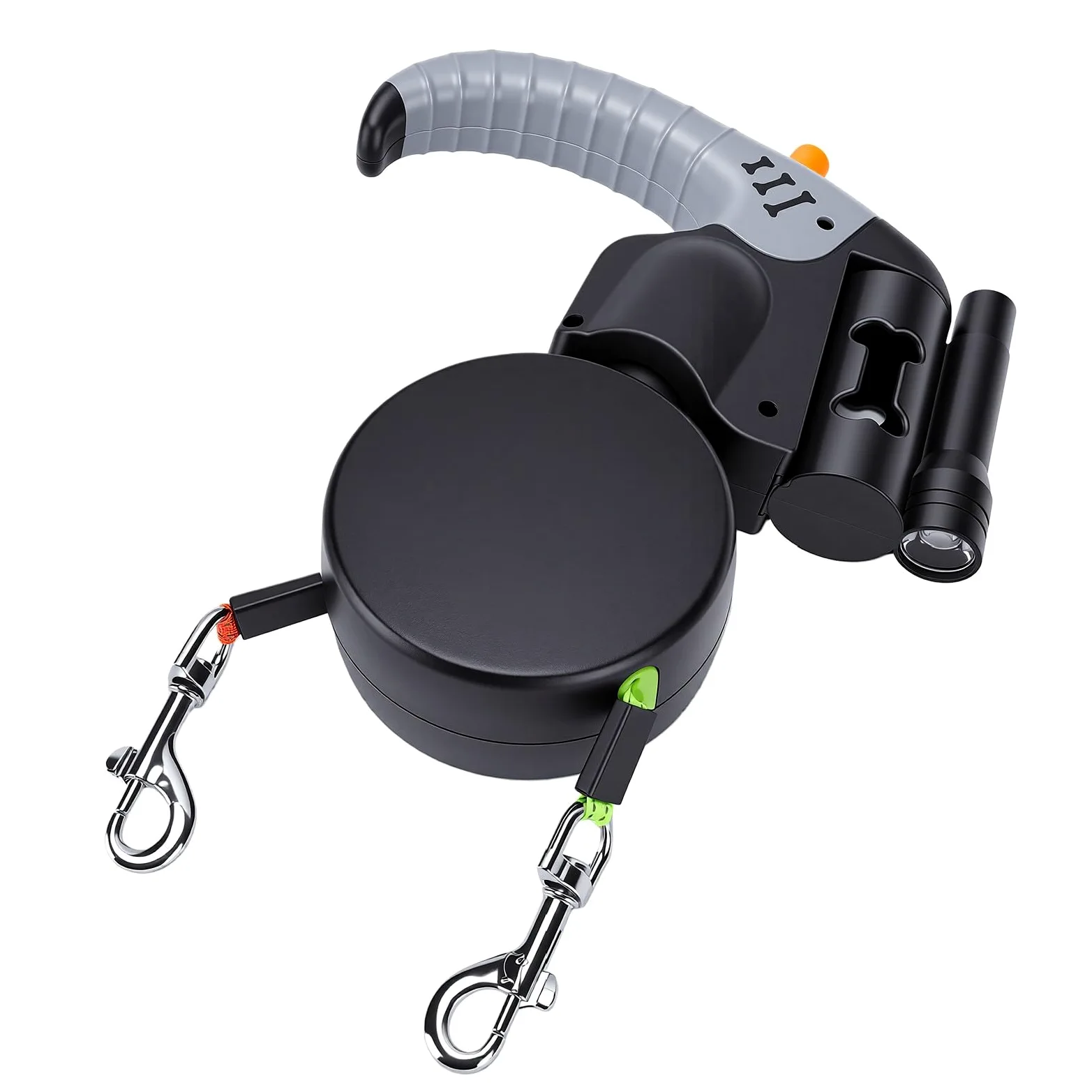 Generic Guinzaglio Doppio per Cani Antigroviglio a 360° con Luce LED e Supporto per Sacchetto dei Rifiuti Perfetto per le Passeggiate Serali per Cani Attivi (3 metri / 9,8 piedi)