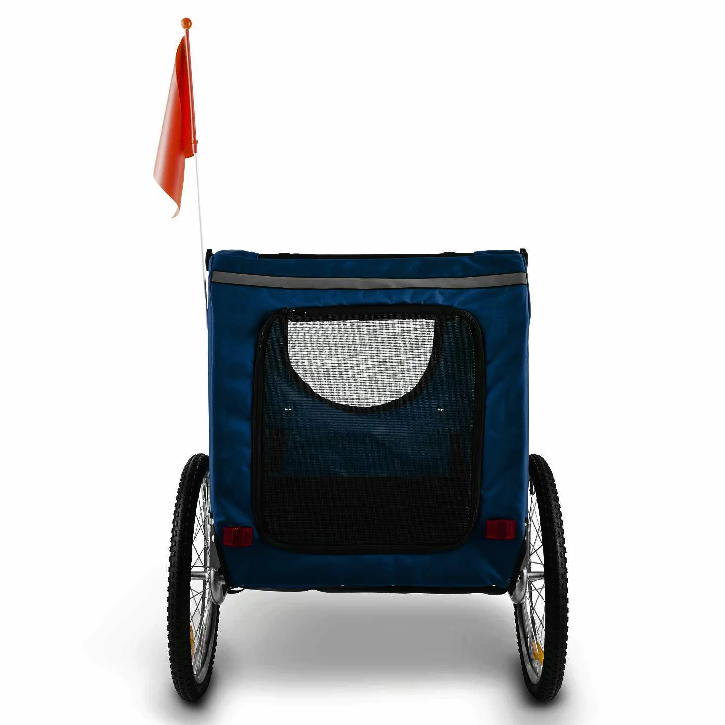 King Rex - Passeggino per Cani, Carrello Bici, Pneumatici 16", Cerchi in Acciaio, Copertura in Nylon, Riflettori, Bandierina con Asta 145cm, Base Antiscivolo, 250 L, 40 kg