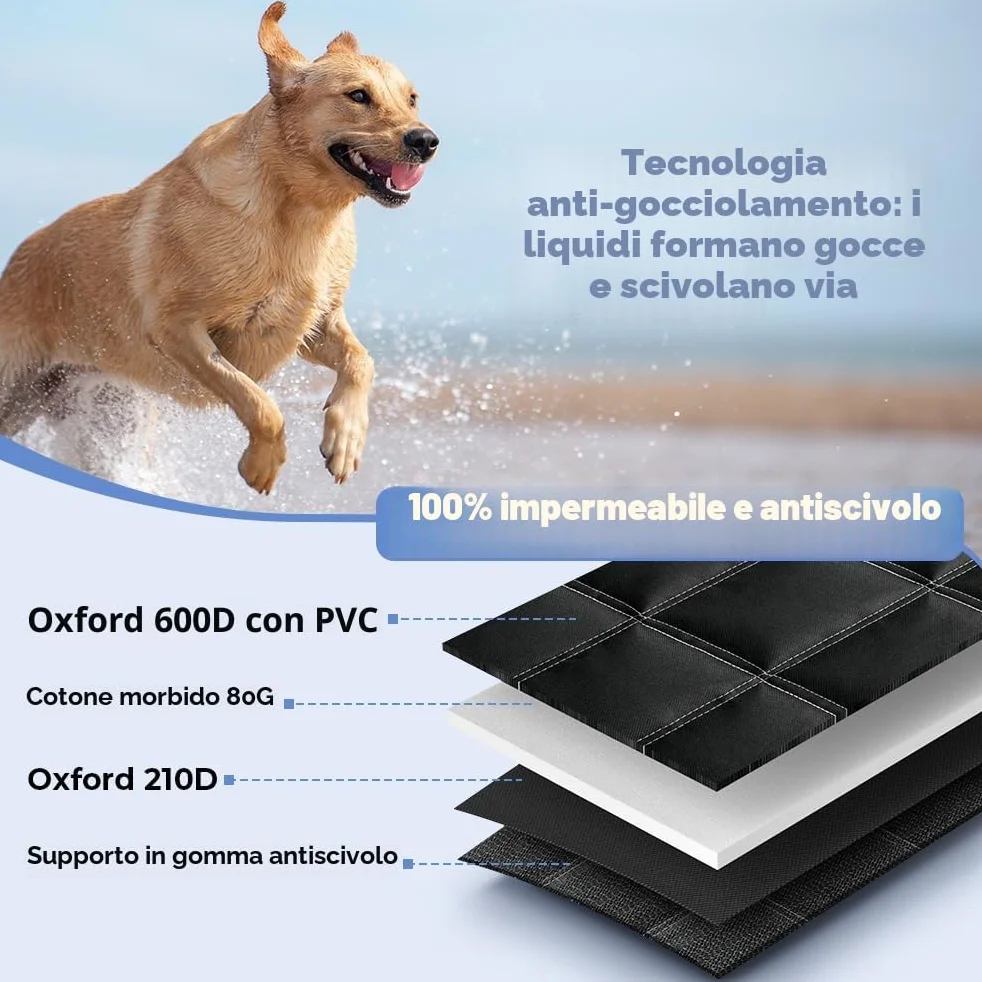 KYG Copertura per cani per sedile posteriore dell'auto 4 in 1, sedile posteriore con protezione laterale, 100% impermeabile, antigraffio e antiscivolo, per auto, camion e SUV, 135 x 147 cm, nero