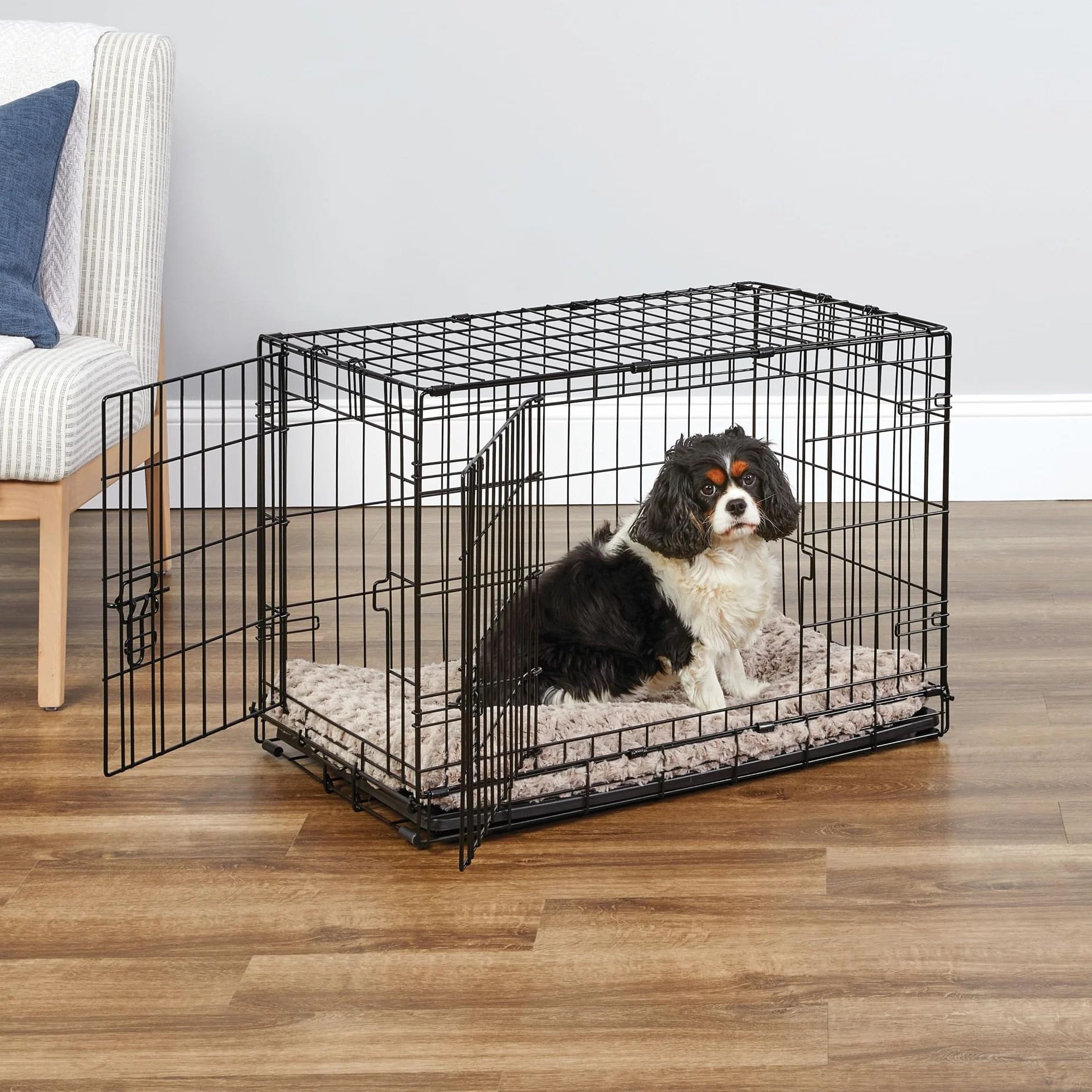 New World Gabbia per cani a doppia porta 76 cm pieghevole in metallo