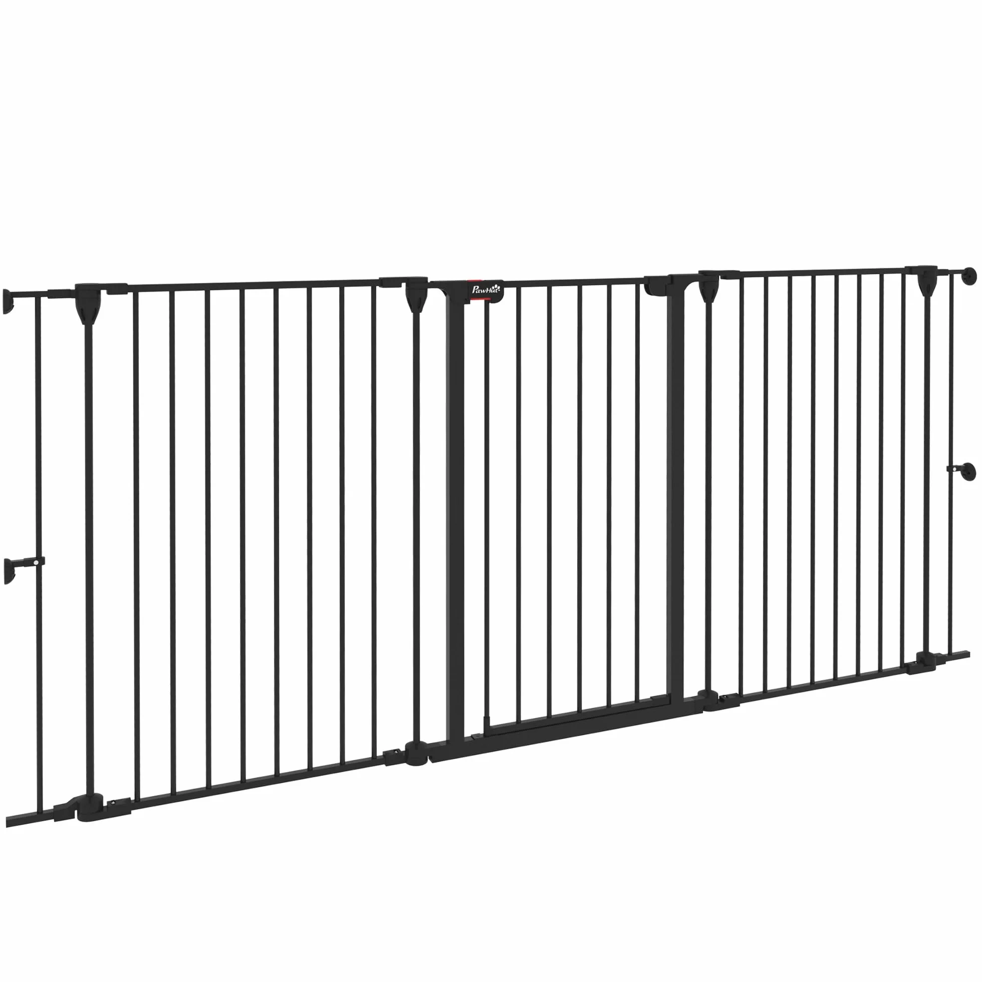 PawHut Cancelletto per Cani 90A cm 3 Pannelli Pieghevoli con Doppio Sistema di Blocco, Acciaio e Plastica, 206x90cm, Nero