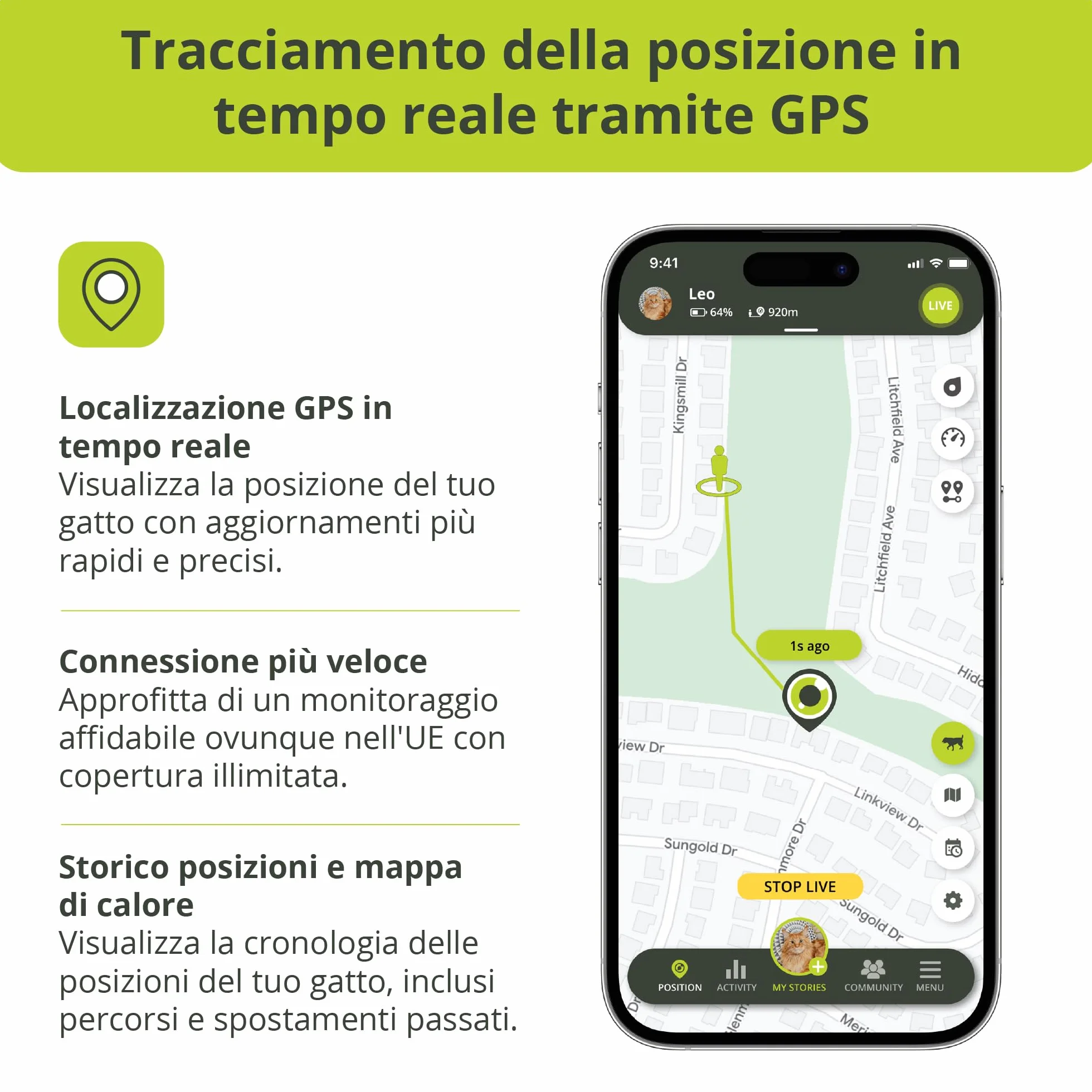 Kippy Cat V2 - Collare GPS per Gatti - Localizzatore e Tracker di Salute e Attività con Sistema Antistrozzo - Crea Confini Virtuali