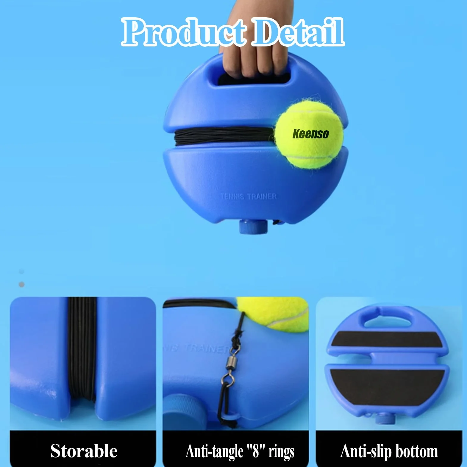 Keenso Allenatore palline tennis strumento allenamento rimbalzo base autodidatta