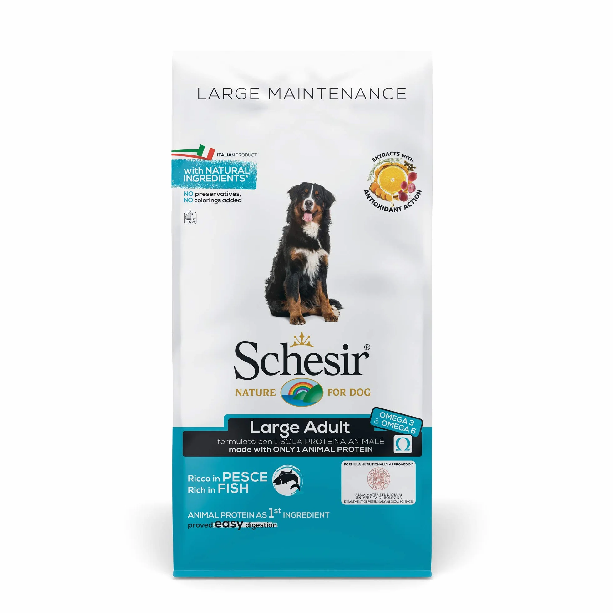 Schesir, Cibo Secco per Cani Adulti di Taglia Grande al Gusto Pesce, Linea Mantenimento in Crocchette - Formato Sacco da 12Kg