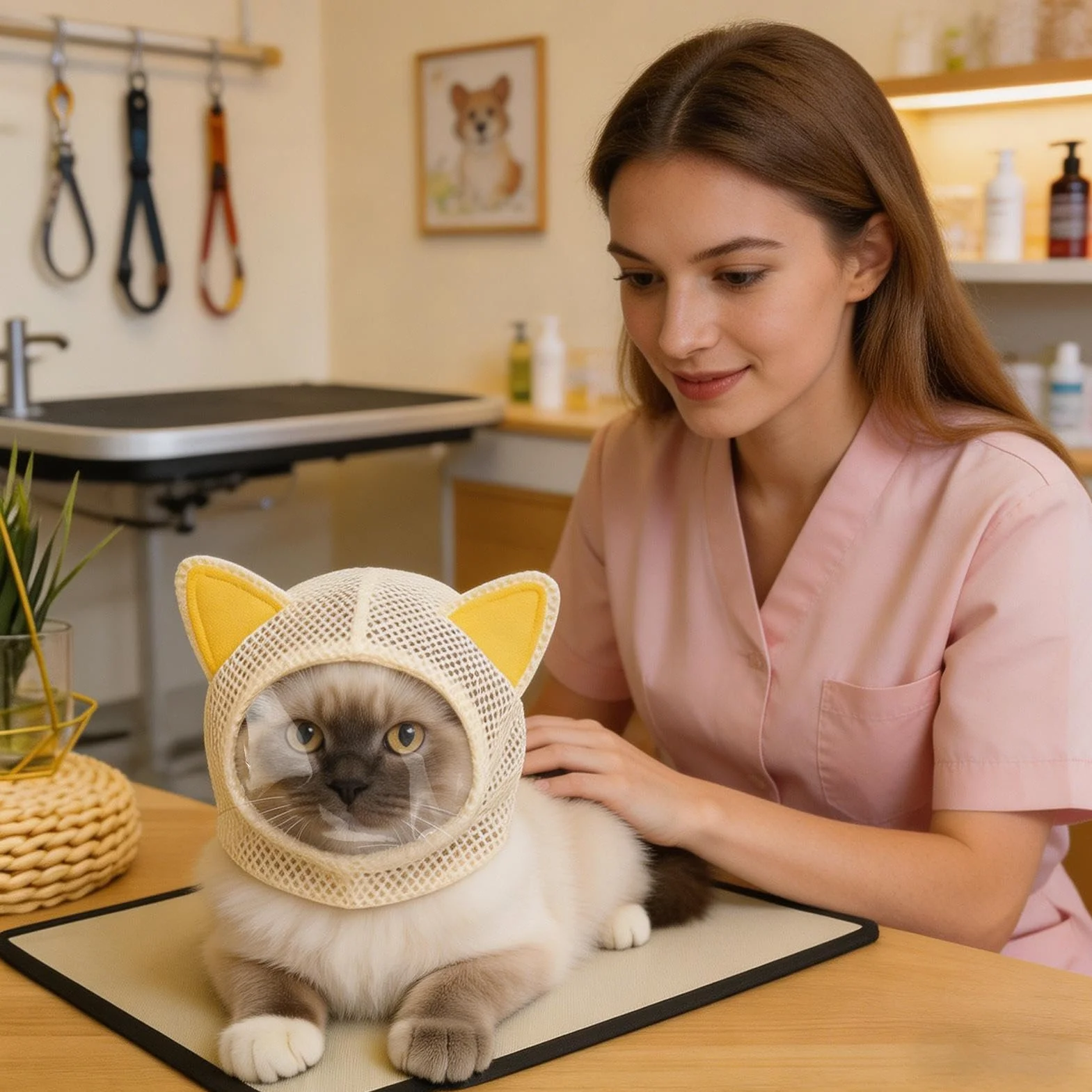 Museruola Regolabile per Gatti da Toelettatura,Antimorso per Animali Domestici | Copertura Traspirante Per Animali Da Compagnia - per Bagno, Casa, Interni, Viaggi, Esterni