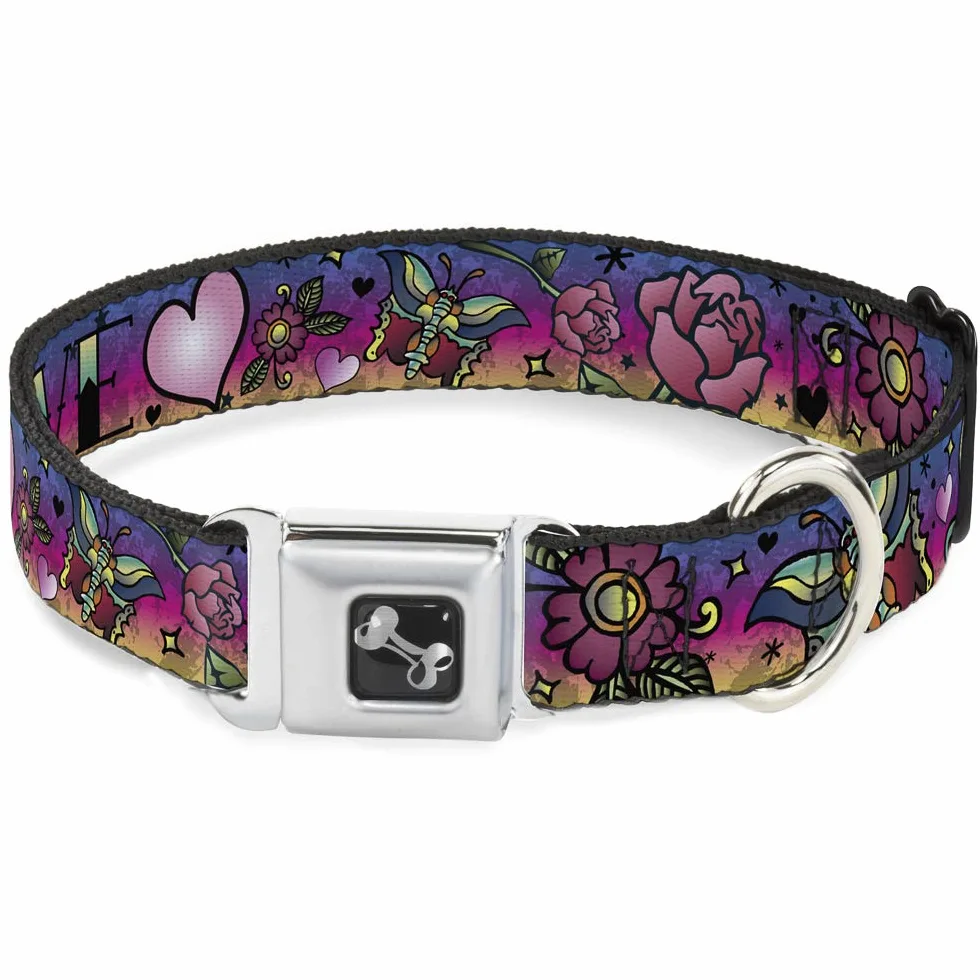 Buckle Down Love Love Viola Collare Osso, Wide Large/18 – 81,3 cm