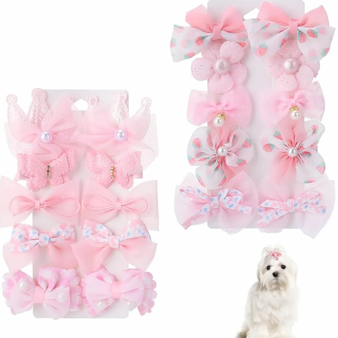 20 PCS Stili Misti Fiocco Cani Fermagli Capelli Piccoli Archi Capelli Cane Mollette Cani Accessori Toelettatura Bellezza Capelli Accessori Pelo Cani Gatti, Fiocchetti Piccola Taglia