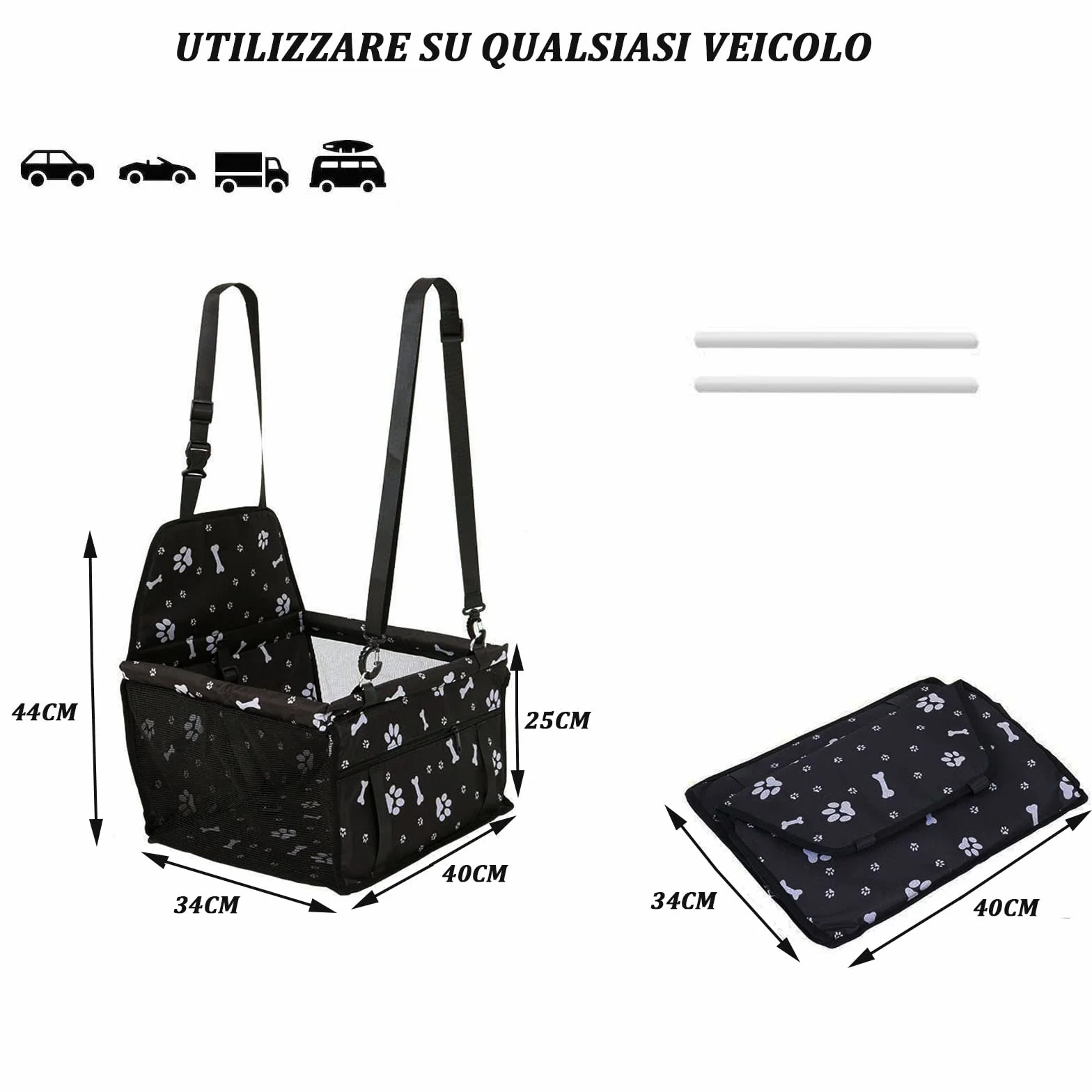 Seggiolino Auto per Cane Piccola Media Taglia con Cintura Sicurezza Trasportino Coprisedile Gatto Pet Borsa Anteriore Multicolore