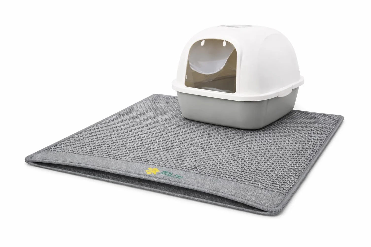 Tappetino Lettiera Gatto 75x55 cm XL | Tappeto per Lettiera Doppio Strato a Nido d'Ape | Tappetino Gatto Sabbia Impermeabile in Gomma EVA | Anti-Tracciamento, grigio