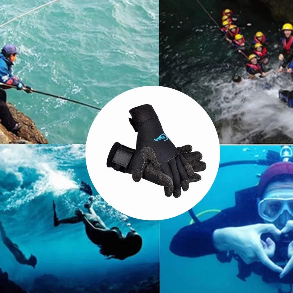 Guanti per muta subacquea da 3 mm, per caccia subacquea, antiscivolo, attrezzatura per pesca subacquea, guanti regolabili in neoprene per immersioni, L