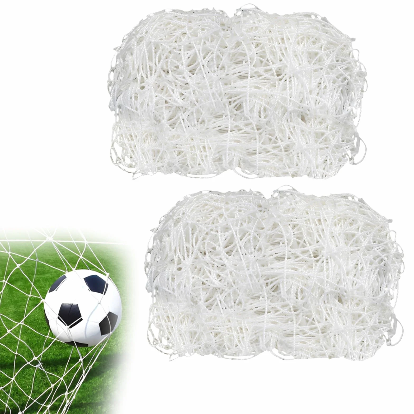 2 Pezzi Rete per Porte Da Calcio: 3x2 Metri Reti Di Ricambio per Porta Da Calcio, Portatili E Durevoli, Porta Sostituzione Della Rete Sportiva Di Calcios per Allenamento Partita Di Sport