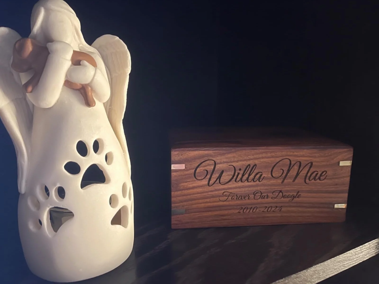 Urna in legno di palissandro per ceneri di cane, urna in legno personalizzata per ceneri – Scatola per cremazione – Memorial Keepsake Funerale Cremazione Pet Urne Cani Box
