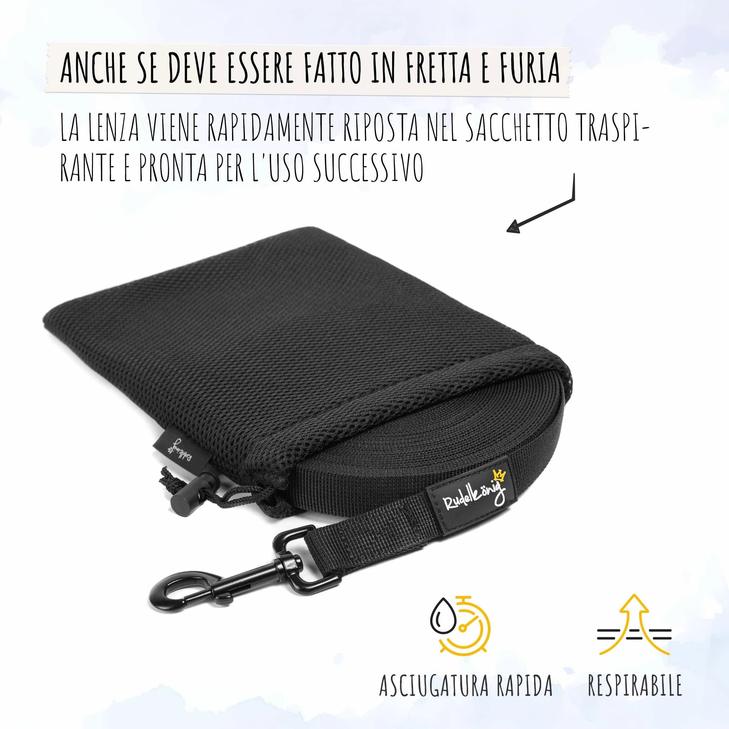 Rudelkönig Guinzaglio addestramento per cani - Lunghina cane 5 metri - Resistente e durevole guinzaglio per cani per un'Efficiente educazione del tuo cane