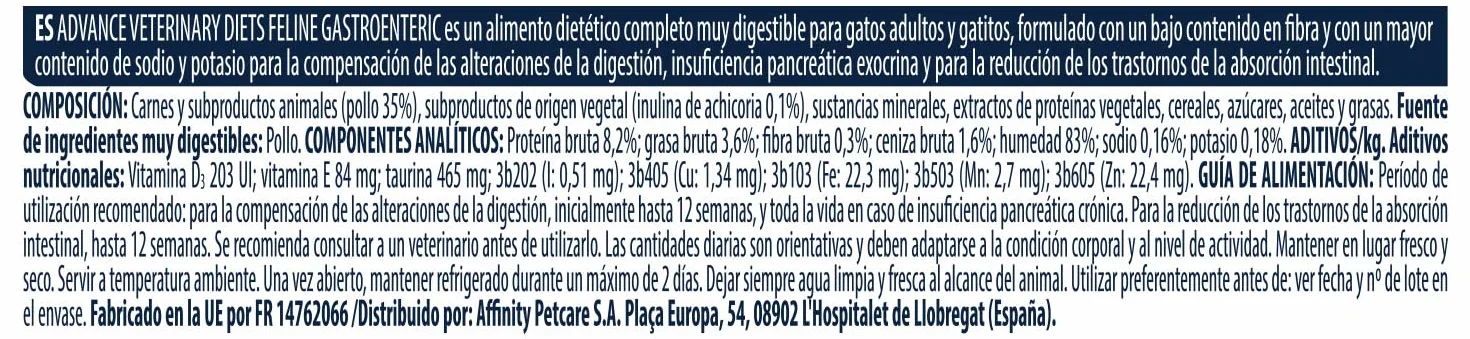 Advance Veterinary Diets Gastroenteric Cibo Umido per Gatti Multipack 12 bustine da 85g