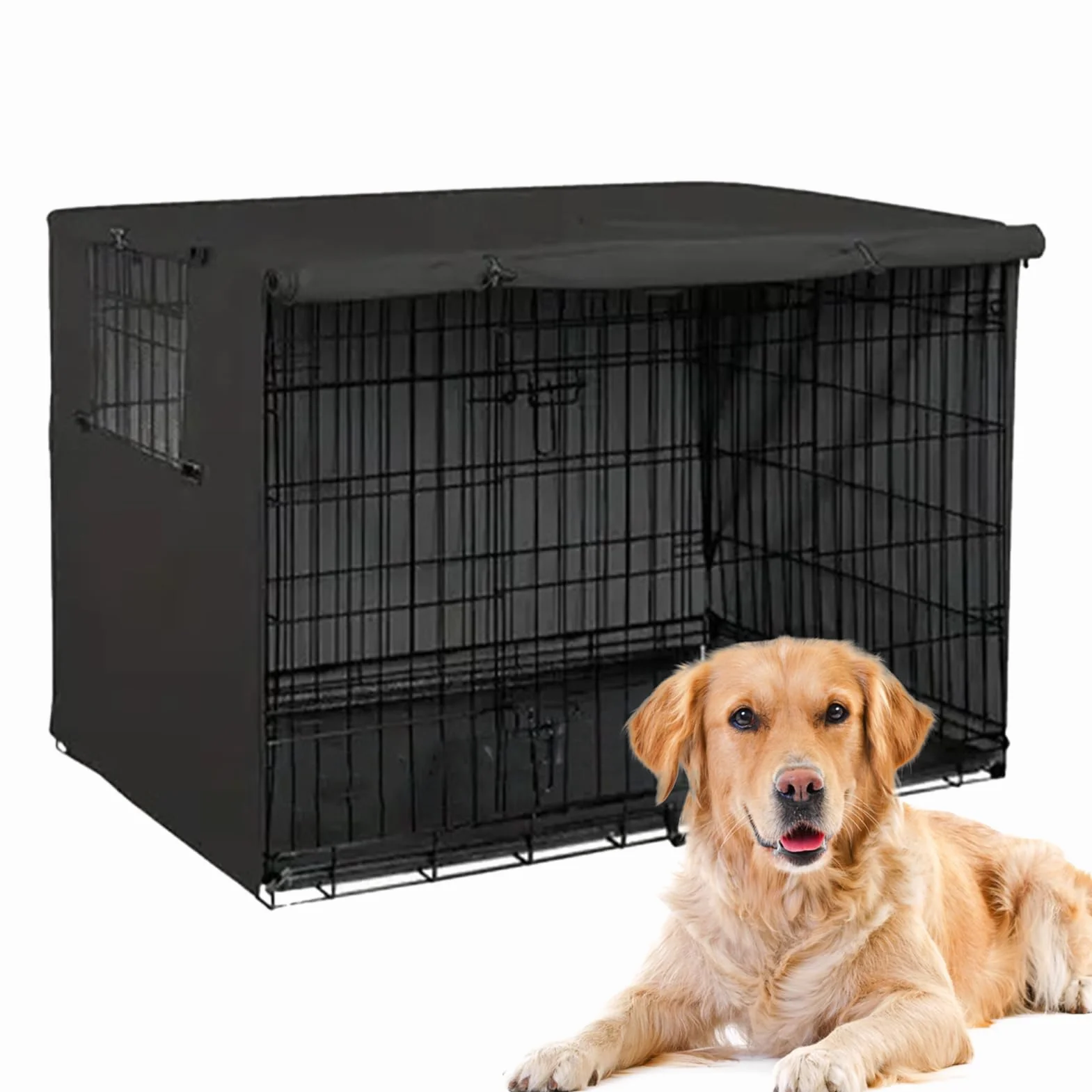 Copertura Gabbia Cani Impermeabile Tessuto Oxford 210D Doppia Porta per Kennel Cuccioli Gatti Addestramento Interni Esterni