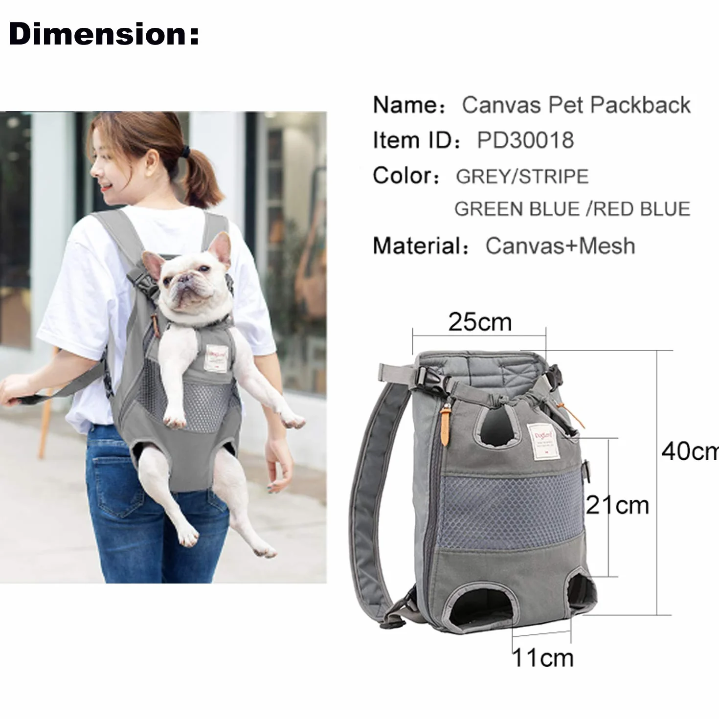 Tineer Zaino per Animali Domestici,Regolabile Dog Front Legs out Carrier Backpack Il Sacchetto di Mano Libero Viaggi,Easy-Fit per 5-12KG Piccole Medie Gatti Cani attività all'aperto (Grigio)