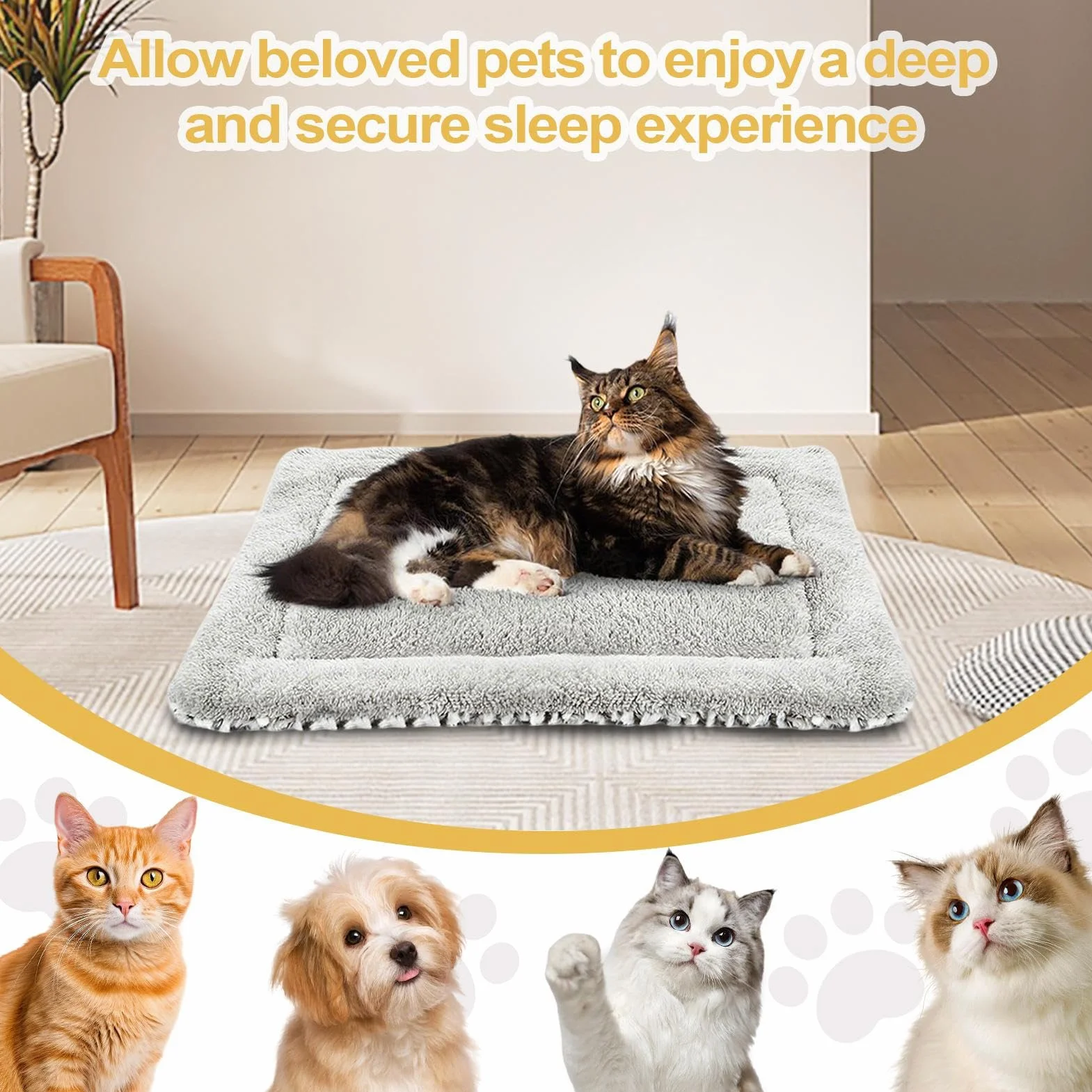 Self Warming Cat Mat, Double-Sided Pet Pad, Plush Heating Blanket for Small Animals, 23.62x19.69x1.97 Inches