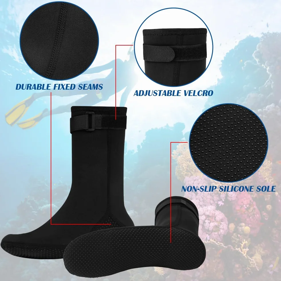 AUAUY Guanti e Calzini in Neoprene Elastico, Unisex 3mm Guanti e Calzini da Muta Termica, Polso Elastico e Particelle Antiscivolo, per Immersioni Snorkeling Surf Pagaia Kayak Nuoto