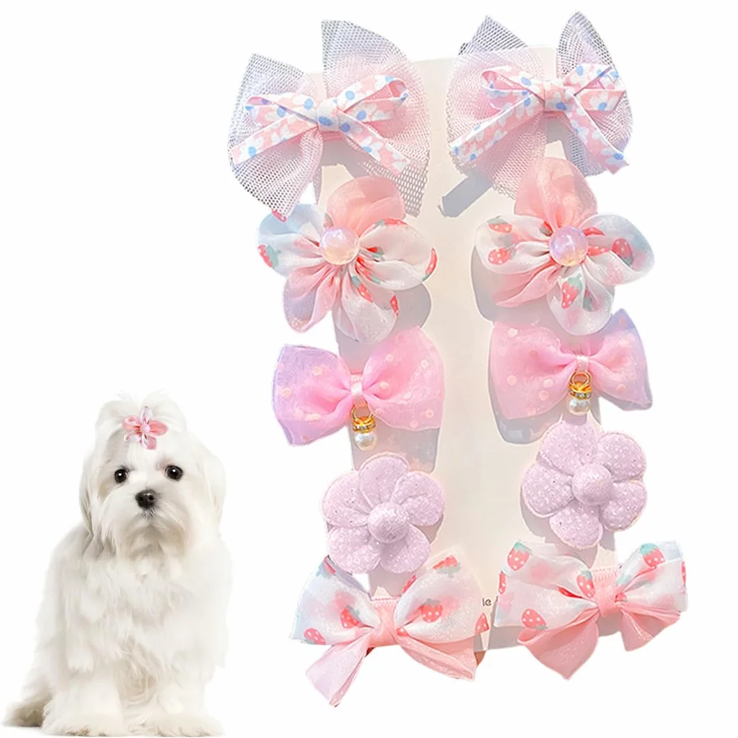 10 pezzi Stili Misti Rosa Fiocco per Cani Fermagli per Capelli Piccoli Archi di Capelli del Cane Mollette per Cani Accessori per la Toelettatura Bellezza dei Capelli fiocchetti piccola taglia