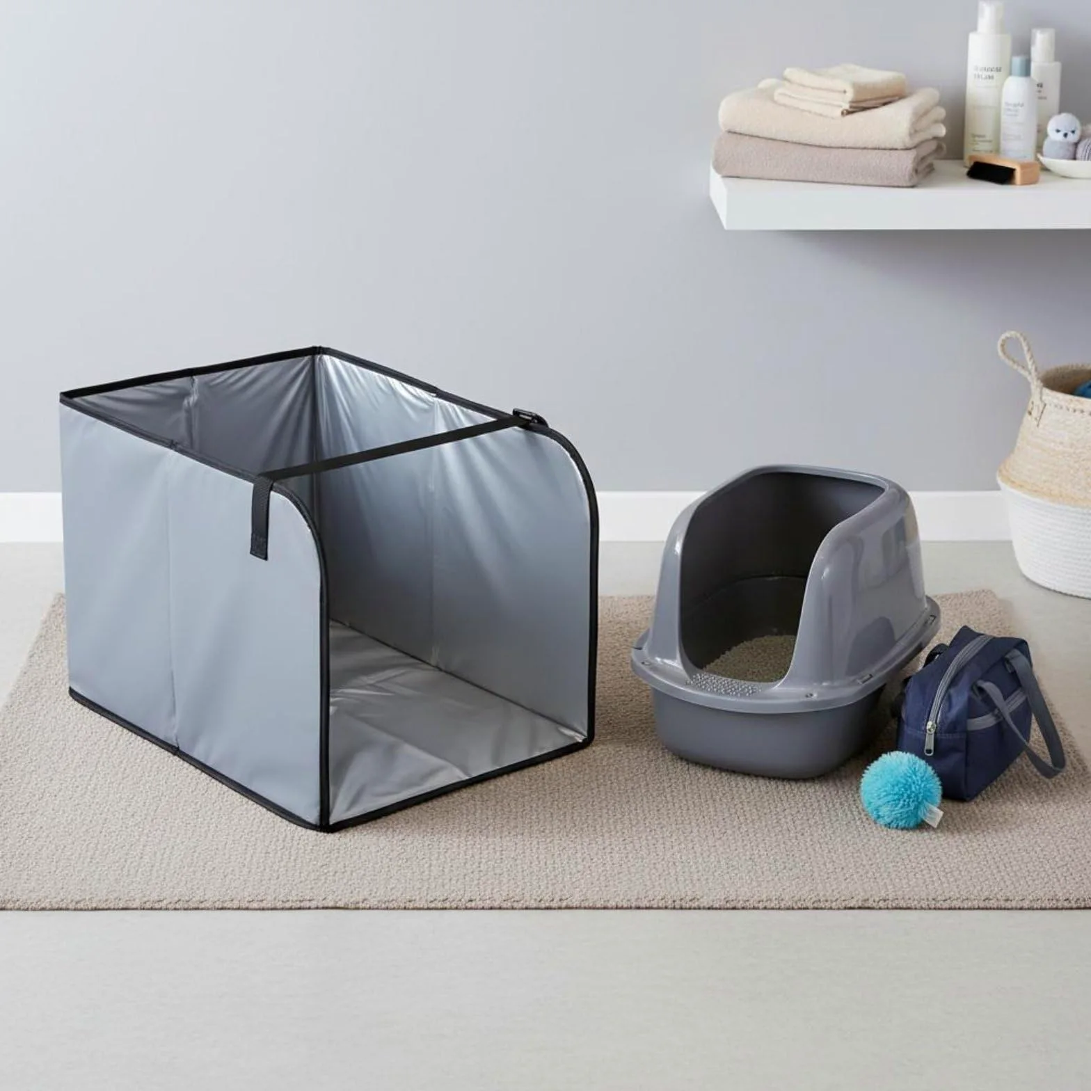 MagiDeal Tappetino Lettiera Gatto Schermo Vassoio Anti Dispersione Barriera PVC Impermeabile Pieghevole Trasportabile Adatto per Casa Ordinata Angolo Lettiera Gestione Quotidiana