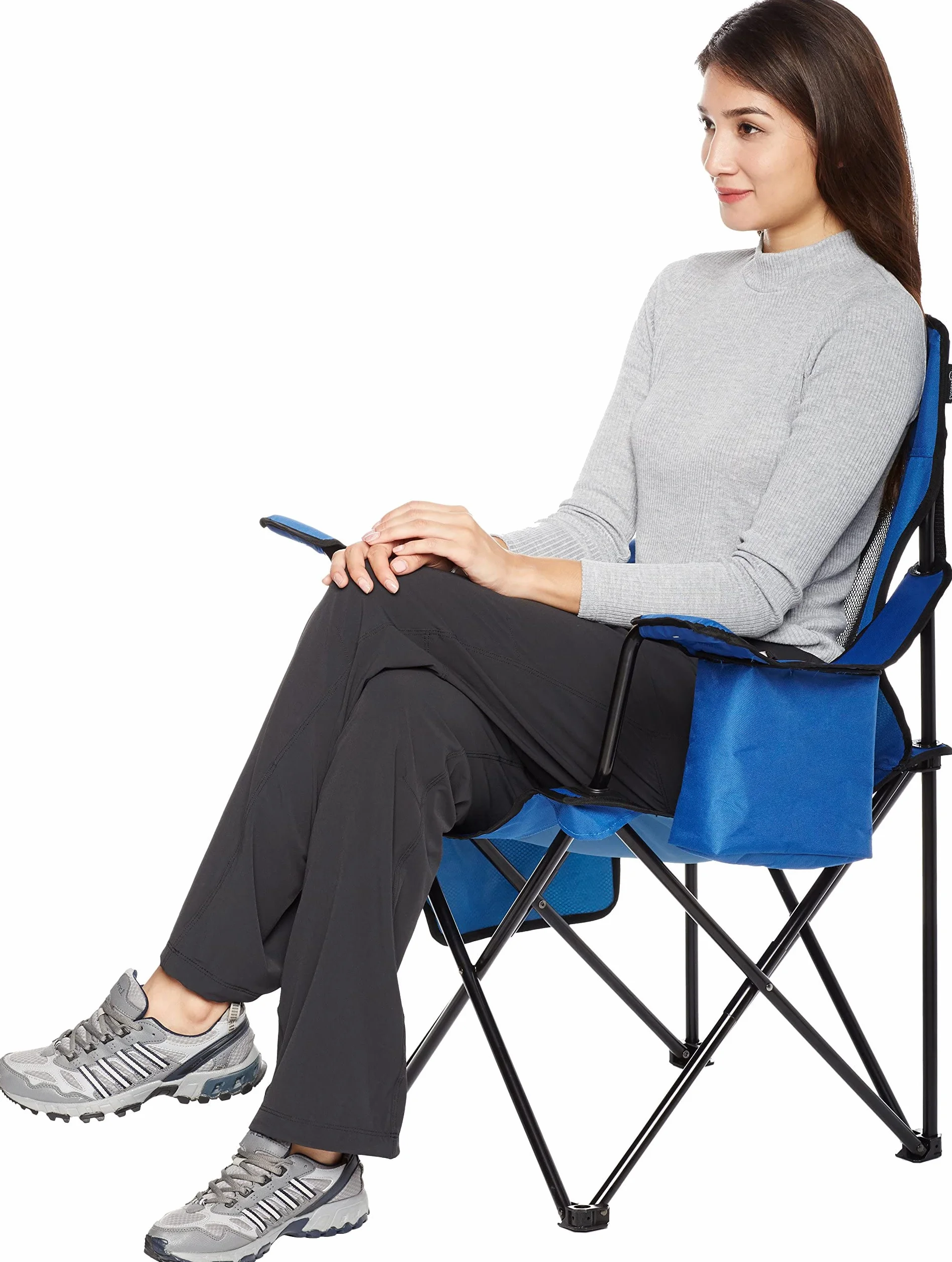 Amazon Basics Sedia da campeggio con tasca termica, Blu