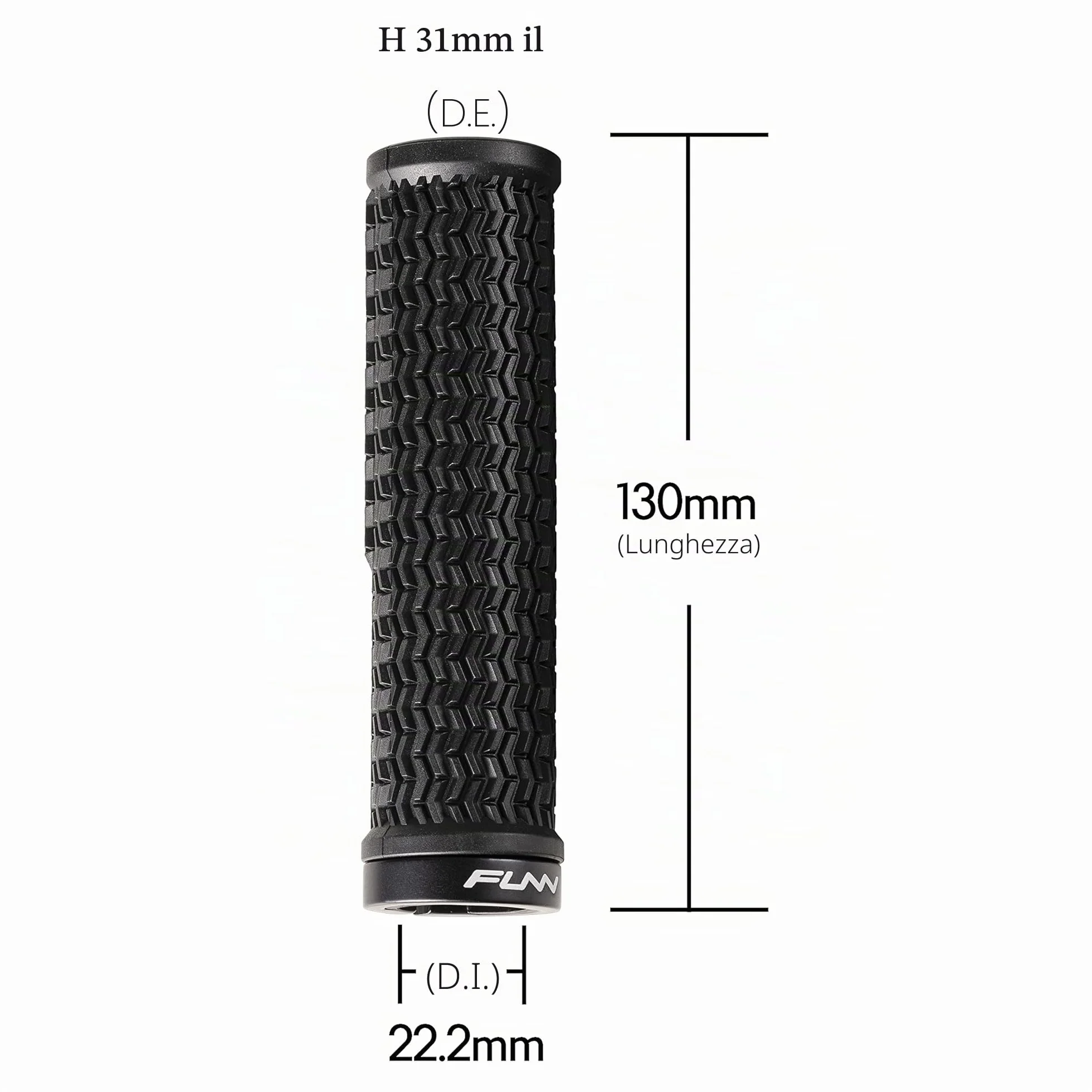 Funn Holeshot Manopole per Mountain Bike con Chiusura Singola, Diametro Interno di 22 mm, Manopole Resistenti alle Estremità Indurite