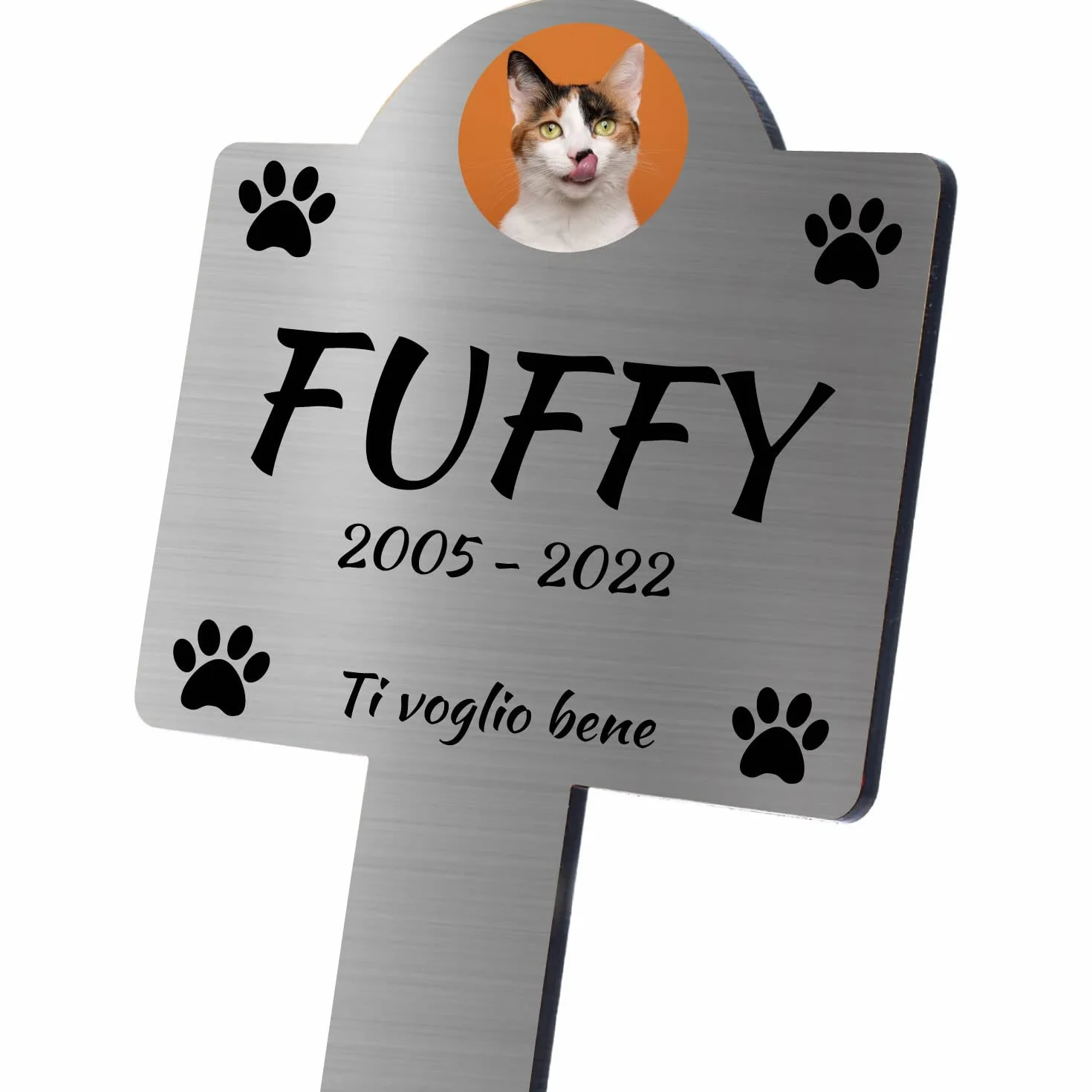 Targhetta commemorativa da Giardino per Animali Domestici Impermeabile 25x12 cm Argento
