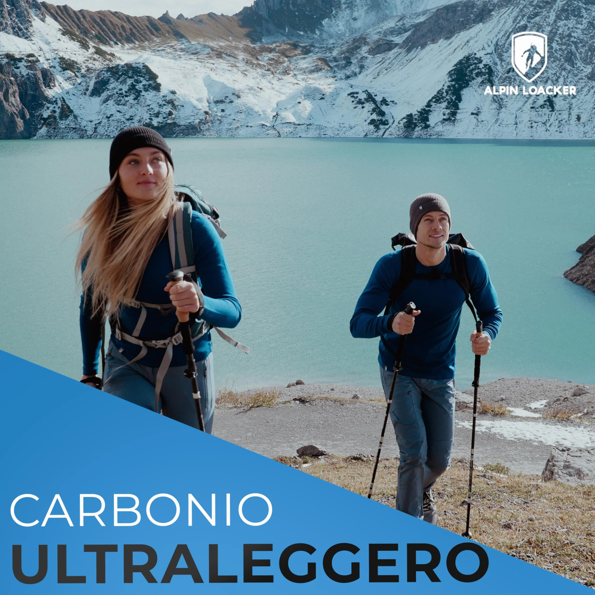Alpin Loacker Bastoncini Trekking Carbonio Alluminio Ultraleggeri Regolabili Ammortizzati