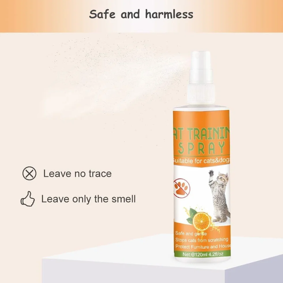 Spray Anti Graffio per Gatti 120 ML, Spray Addestramento Gatti, Protettore Mobili da Graffi per Interni ed Esterni, Divano, Porta